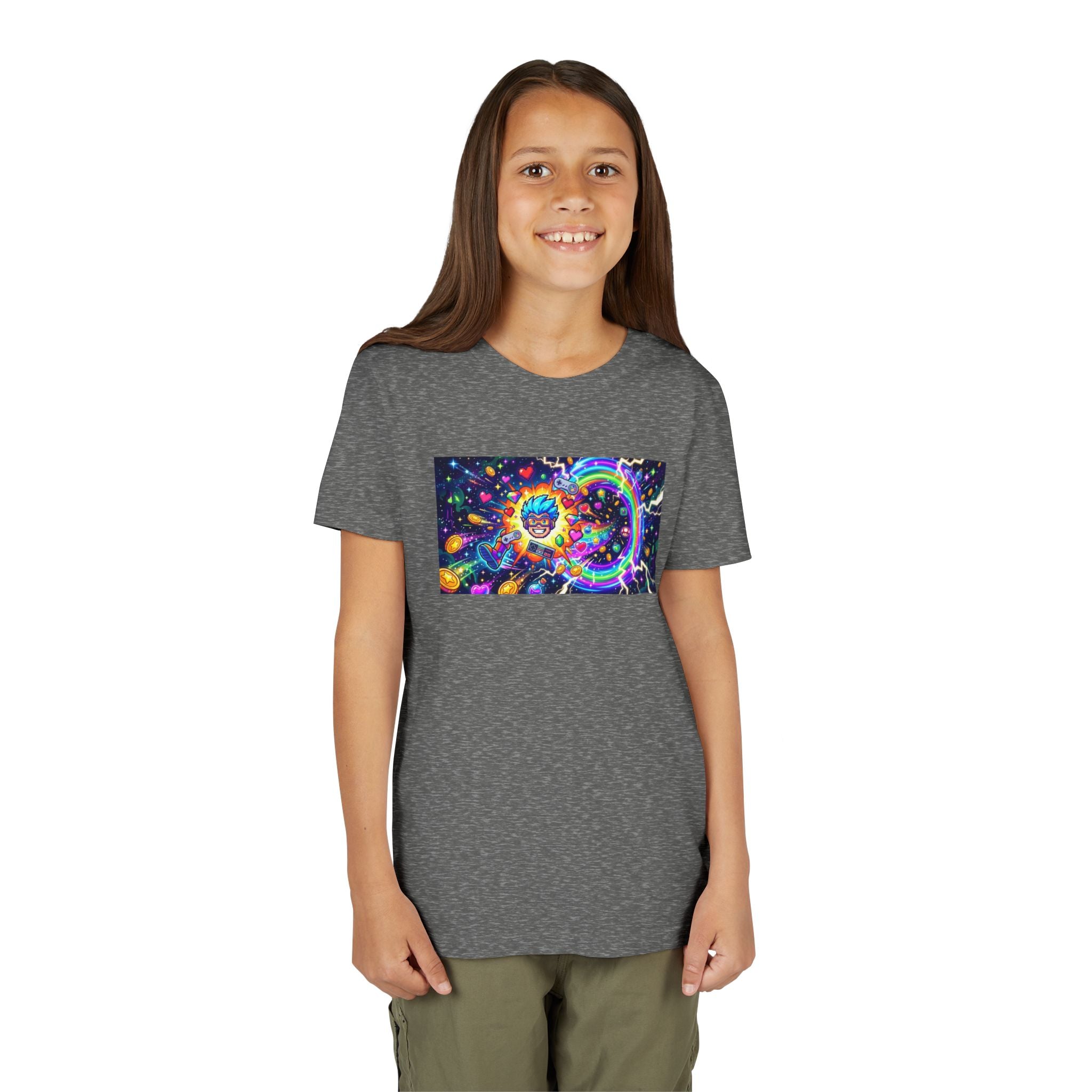 Kids Gaming Tee — Neon Rainbow Portal Gamer Shirt