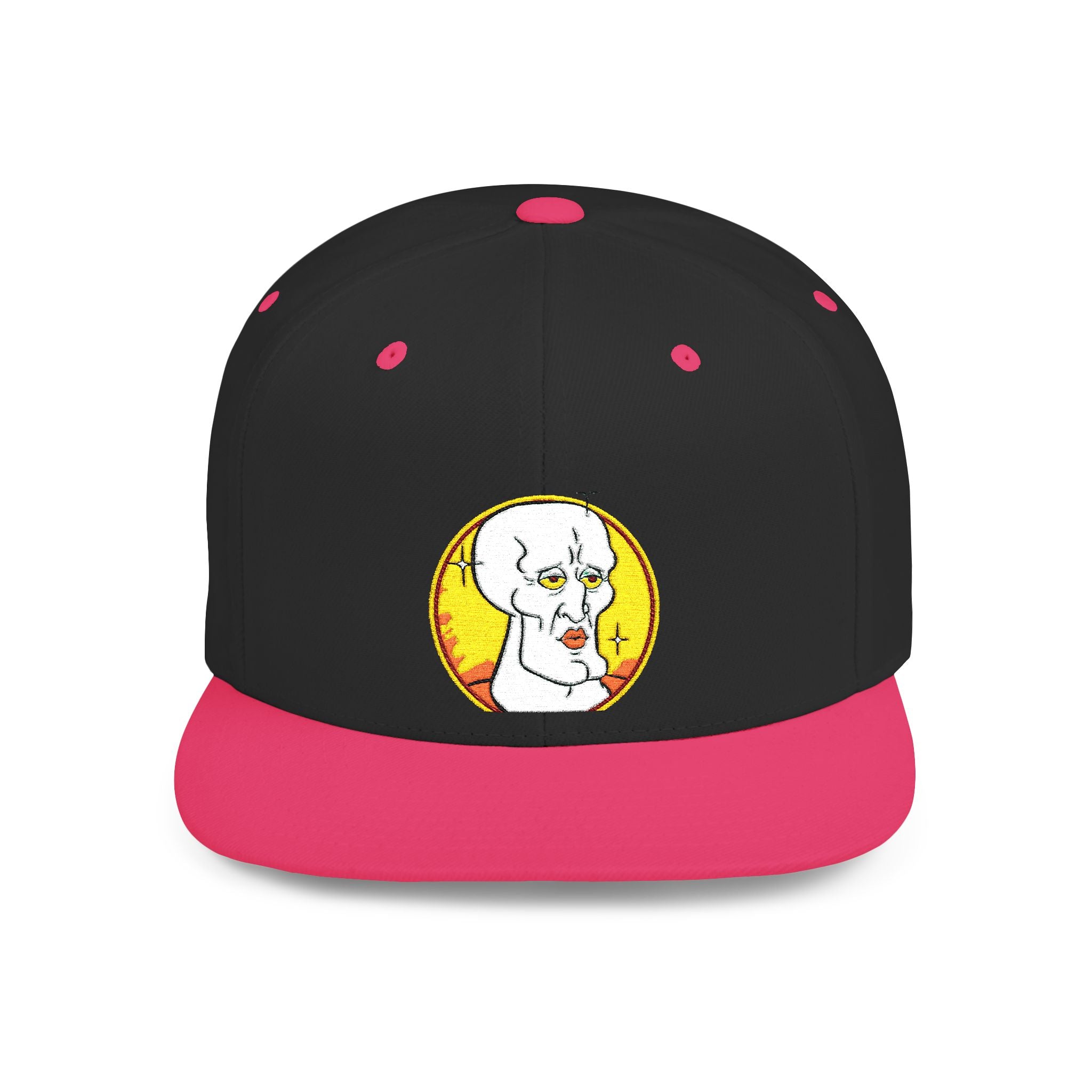 Snapback Hat — Cute Cat Holding Flower Patch, Cute Kawaii Cat Embroidered Cap