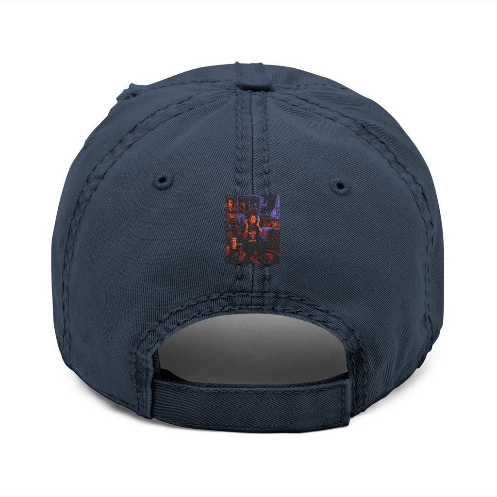 Distressed Embroidered Dad Hat — Raised Fist Logo (Purple)