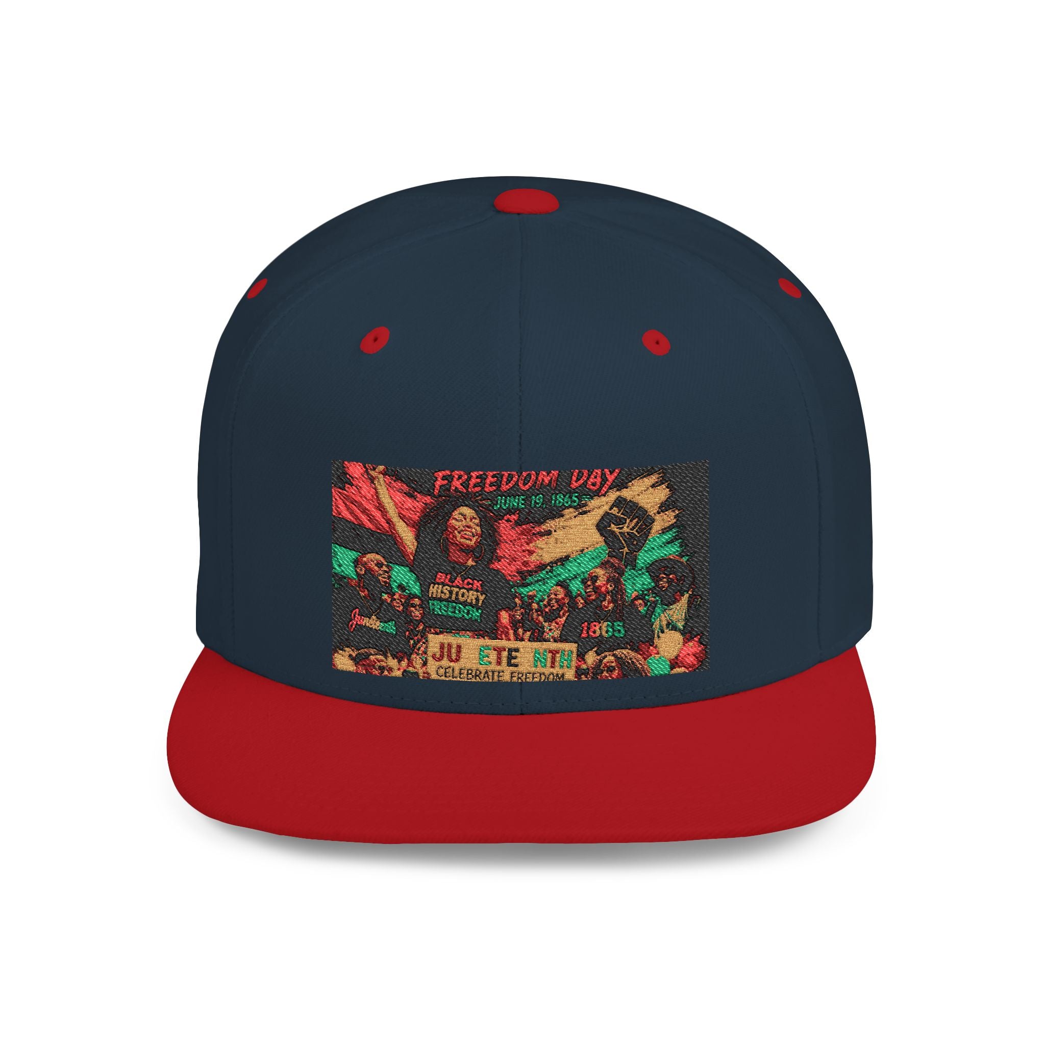 Reggae Vibes Flat Bill Snapback Hat — Colorful Rasta Music Patch