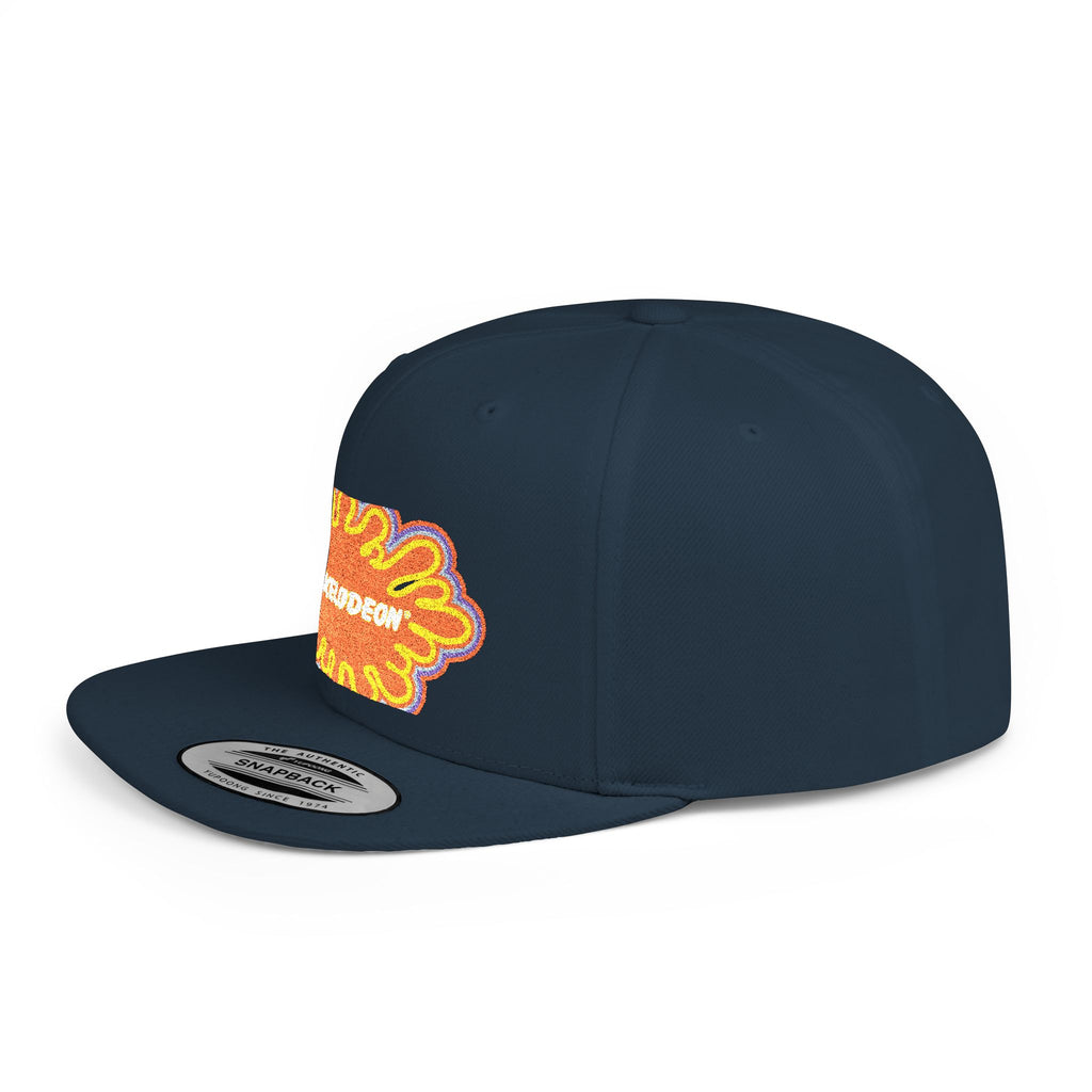 Nickelodeon Slime Logo Flat Bill Snapback Hat — Retro 90s Cartoon Cap