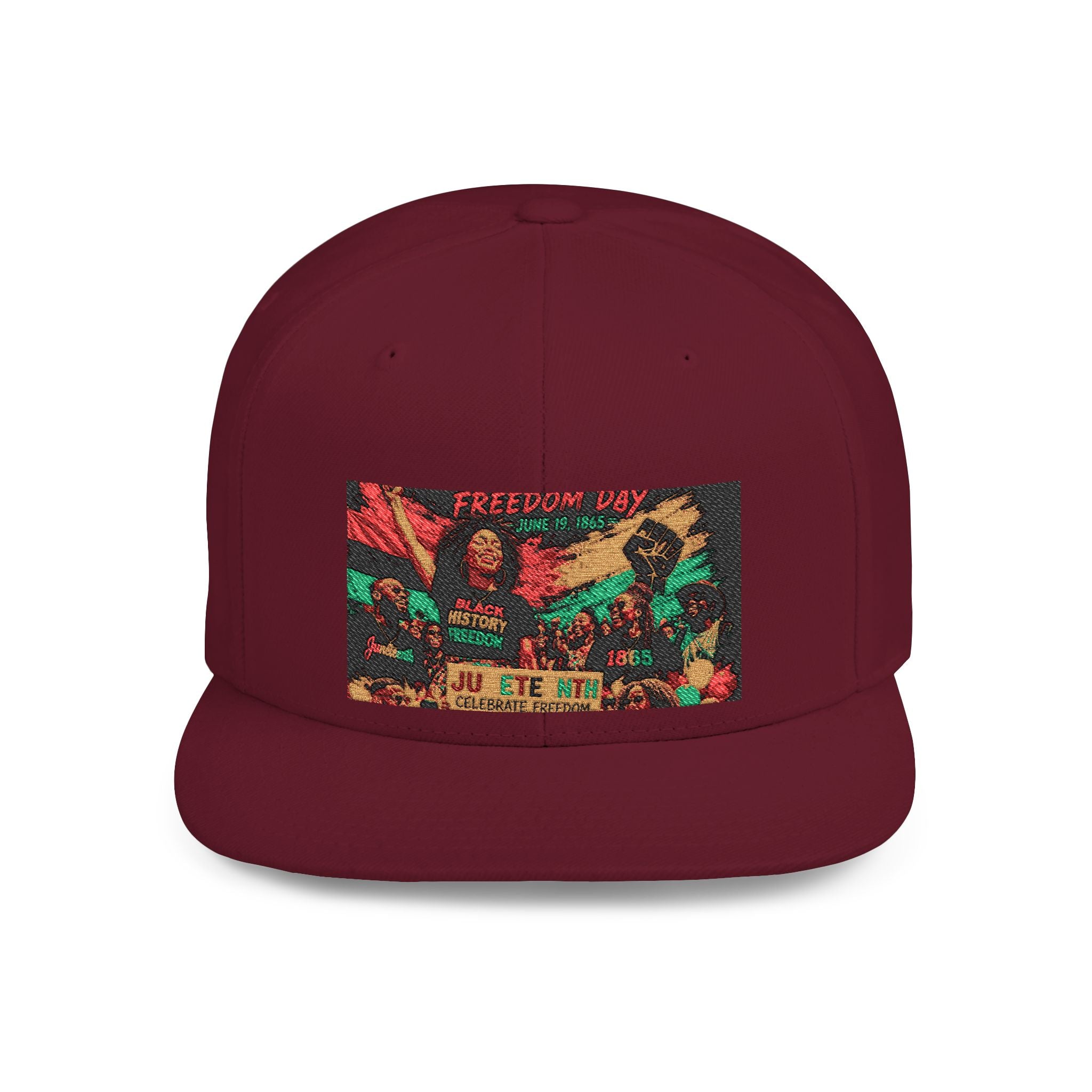 Reggae Vibes Flat Bill Snapback Hat — Colorful Rasta Music Patch