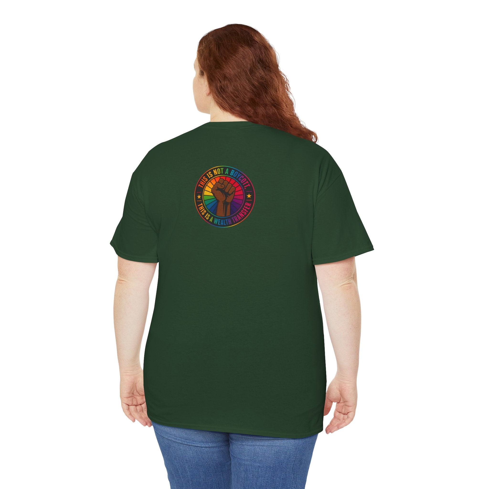 Graphic Tee — "I'm White, But Not THAT White" Illustration with Back Raised Fist Logo