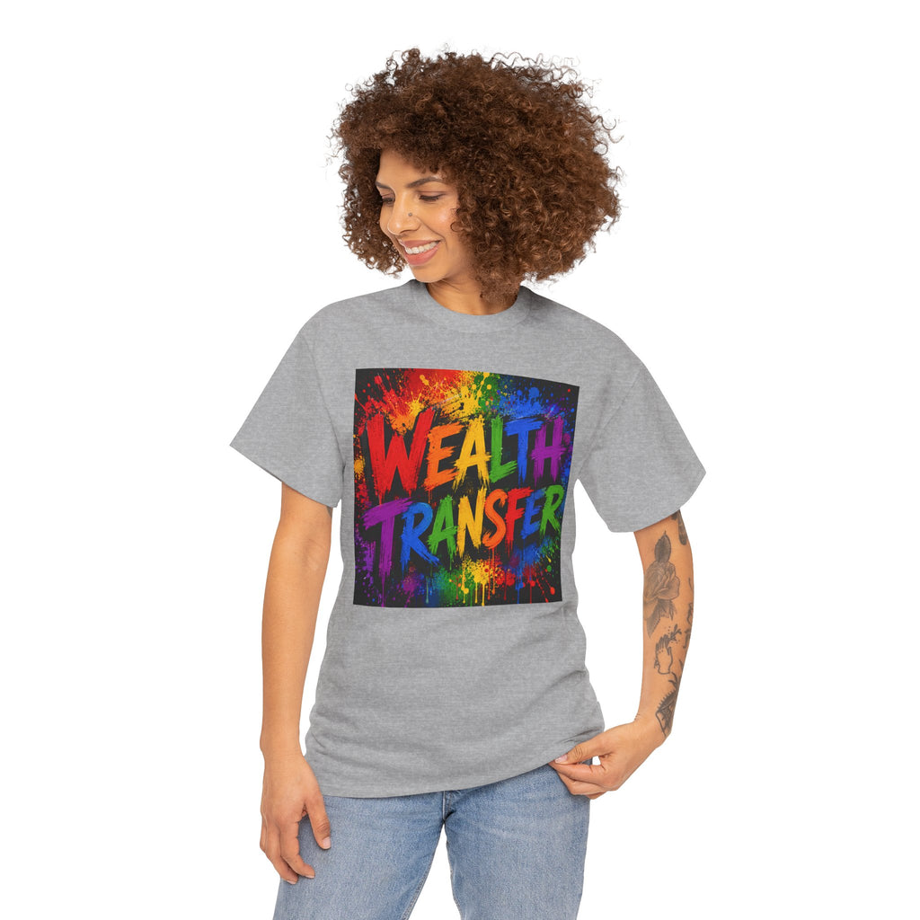 Wealth Transfer T-Shirt — Rainbow Graffiti Design (Back Fist Emblem)