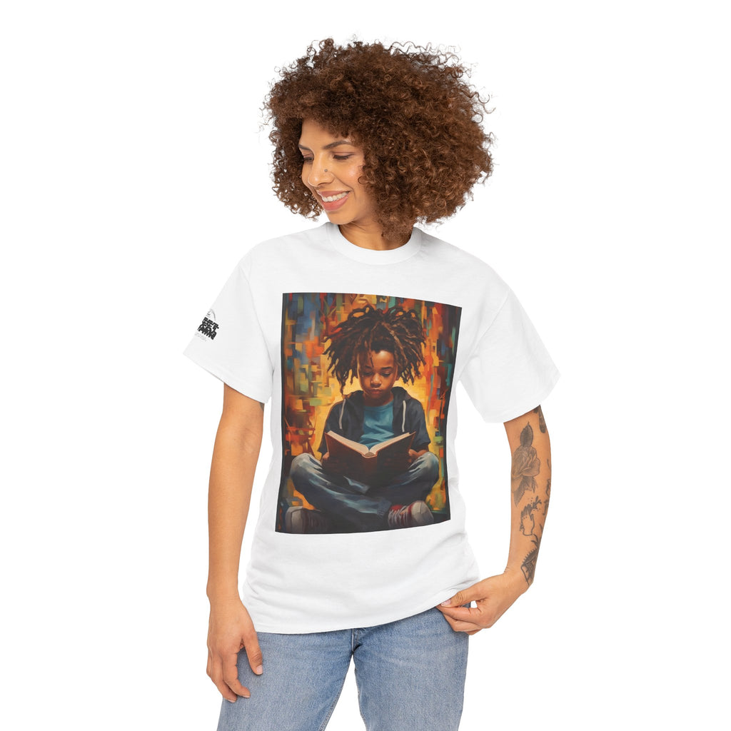 Graphic Tee — 'This Is Not A Boycott, This Is A Wealth Transfer' Back Print with Reading Child Artwork