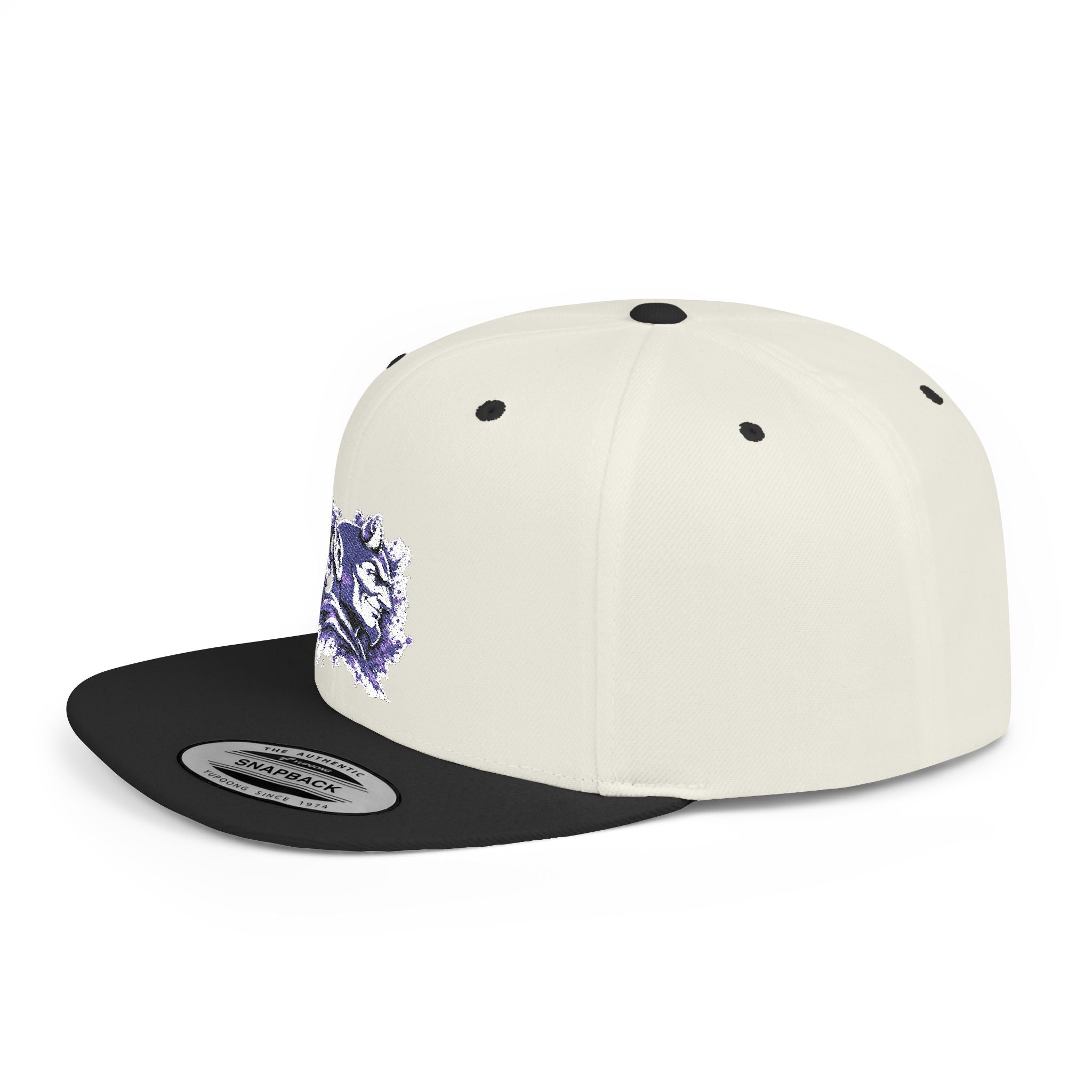 Snapback Hat — Abstract Purple Splash Crown Embroidered Flat Bill