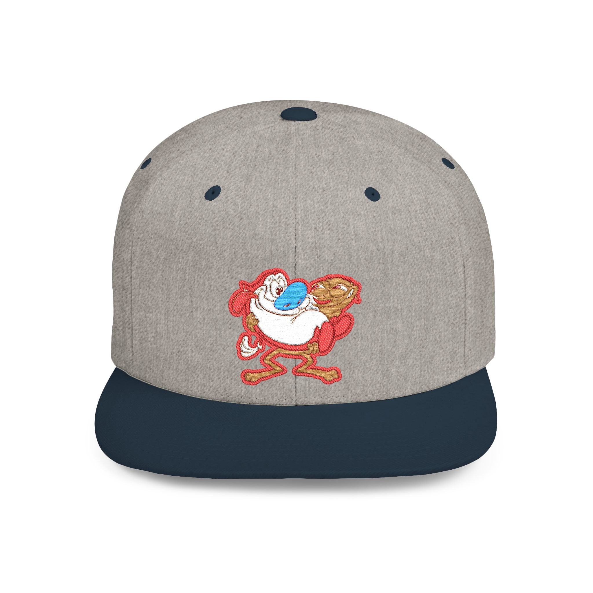 Retro Cartoon Egg Character Flat Bill Snapback Hat