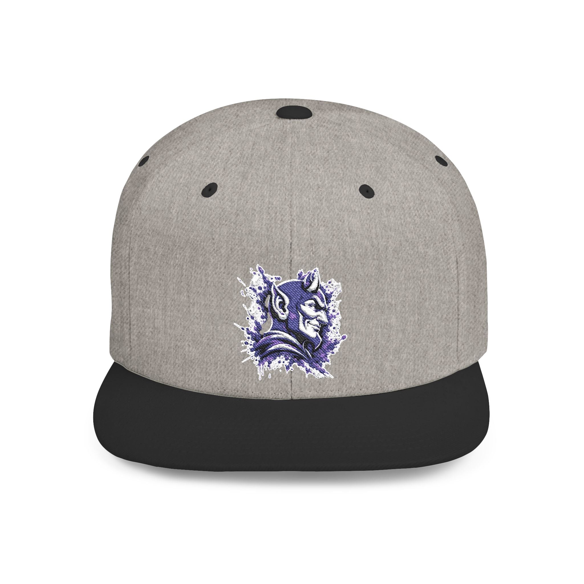 Snapback Hat — Abstract Purple Splash Crown Embroidered Flat Bill