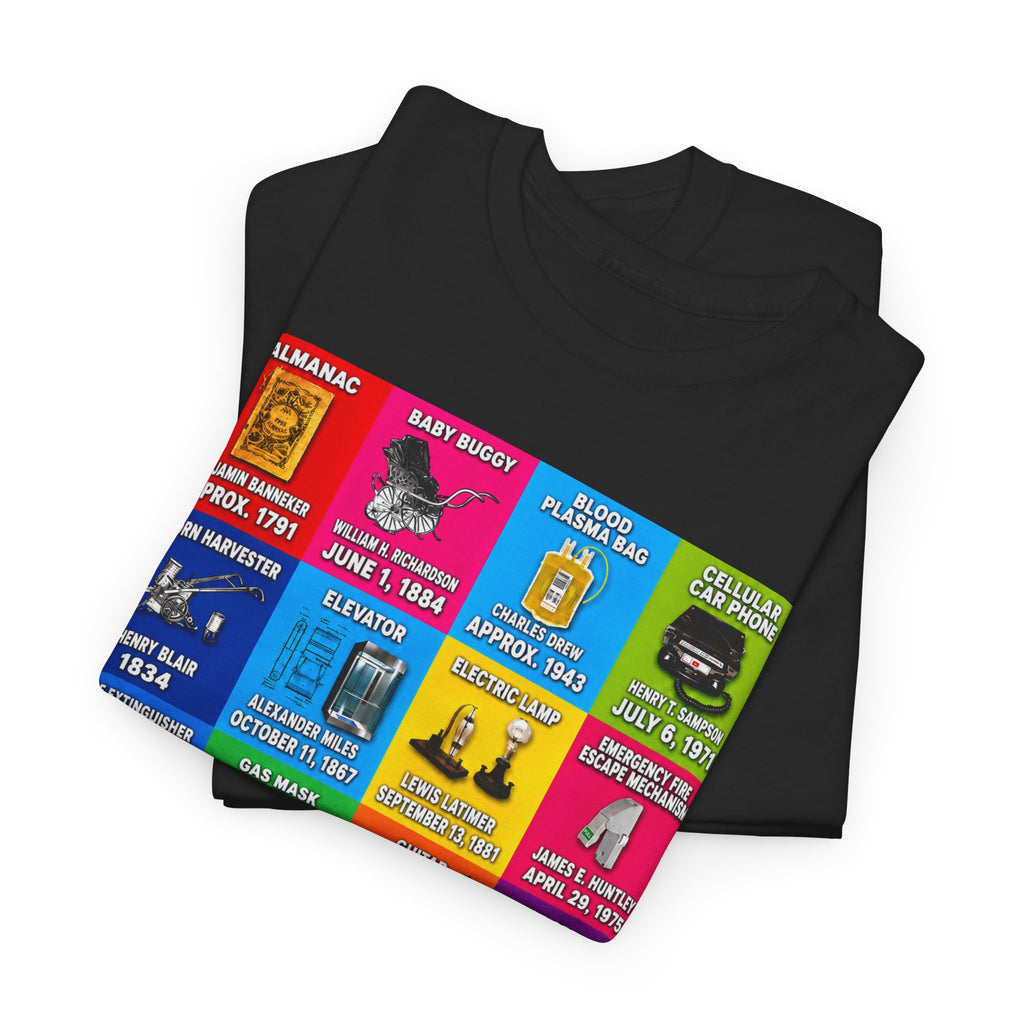 Black inventors Grid T‑Shirt — Colorful Historical Portraits Tee