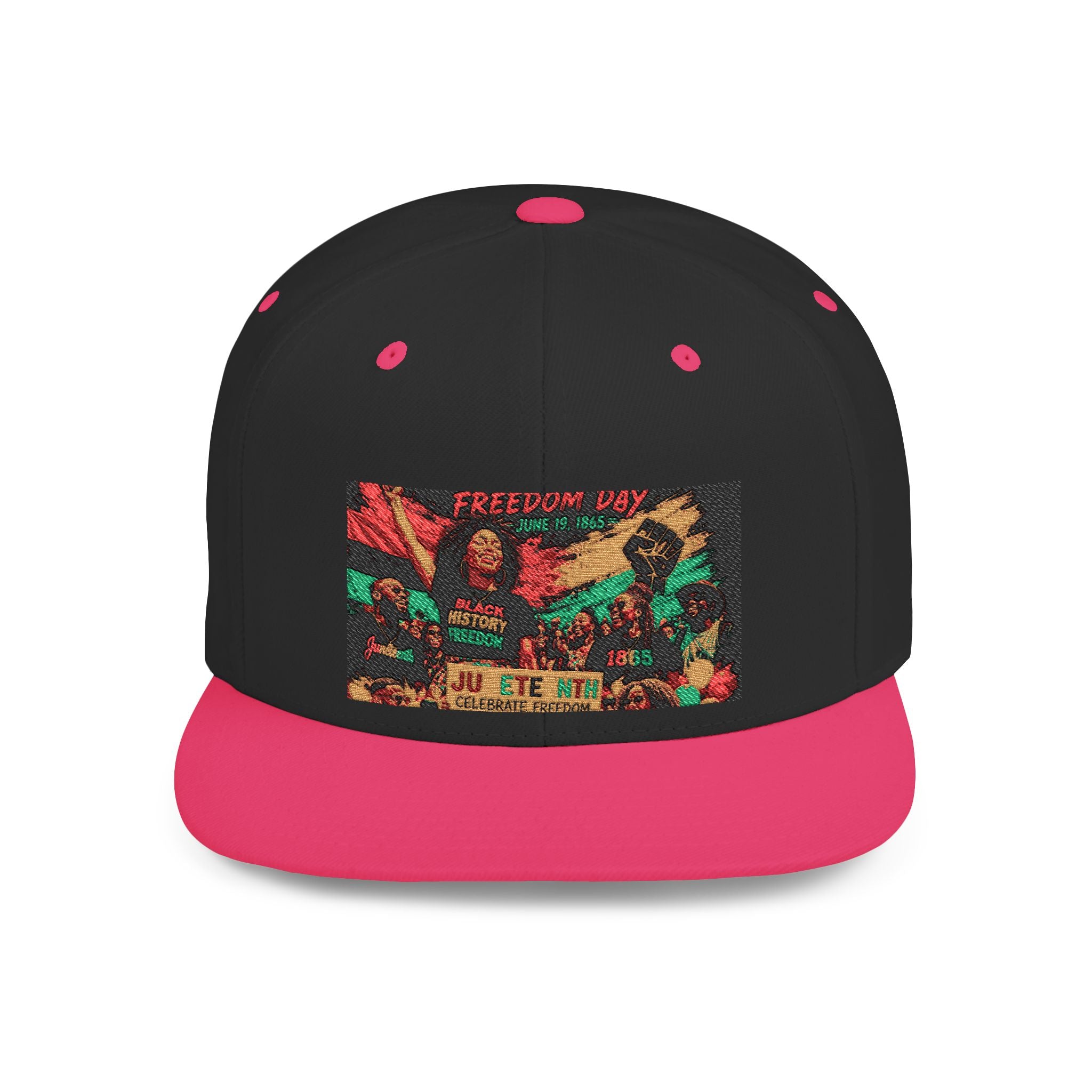 Reggae Vibes Flat Bill Snapback Hat — Colorful Rasta Music Patch