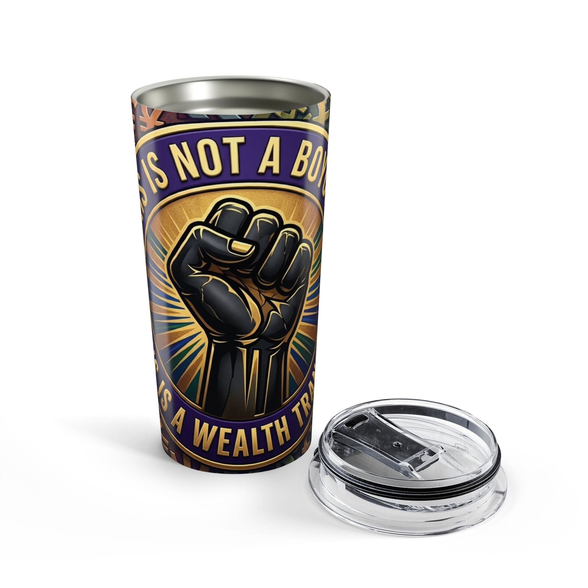 20oz Tumbler — "This Is Not A Box" Black Power Fist Insulated Travel Cup