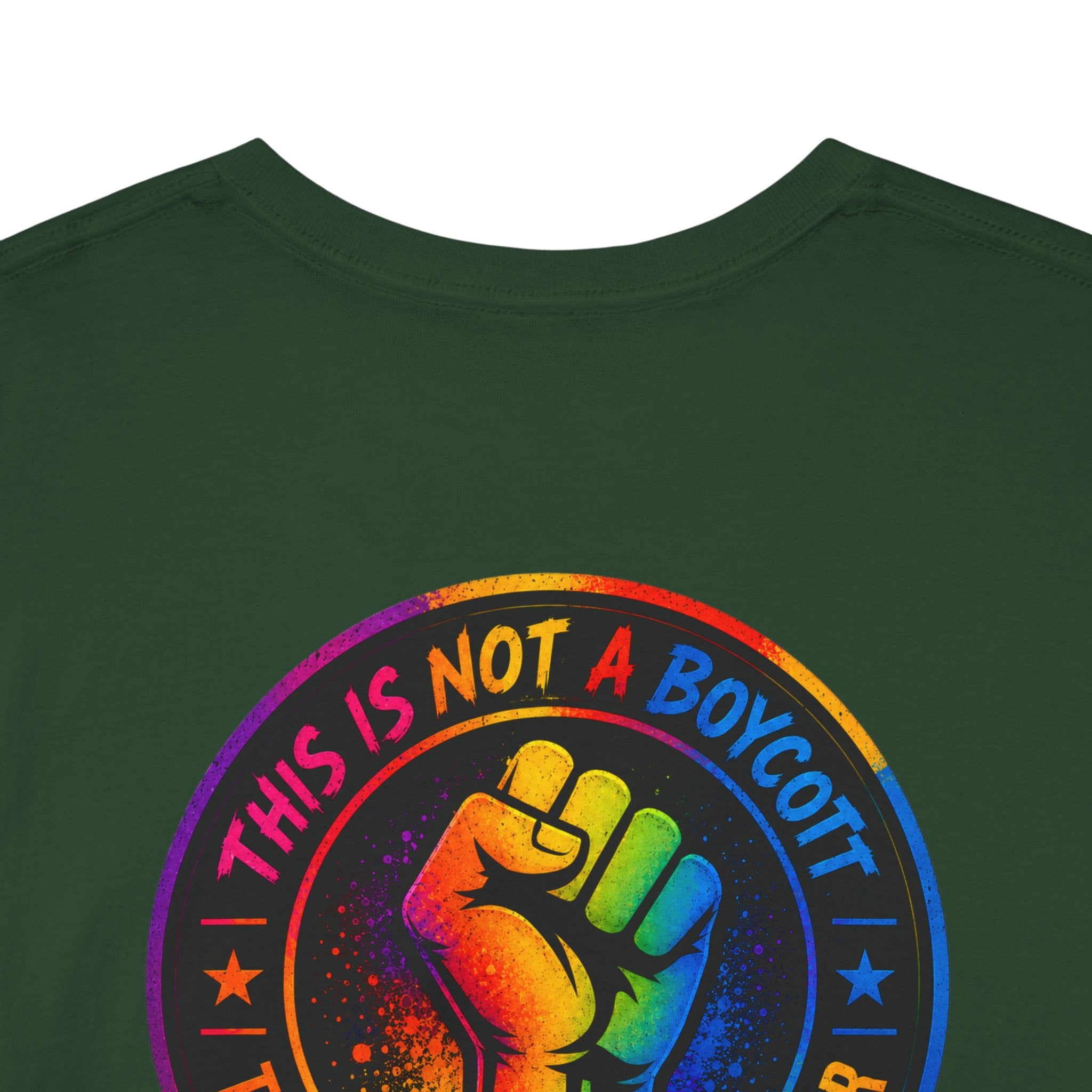 T-Shirt — Rainbow Empowerment Portrait Tee ("This Is Not A Boycott, This Is A Human Transaction")