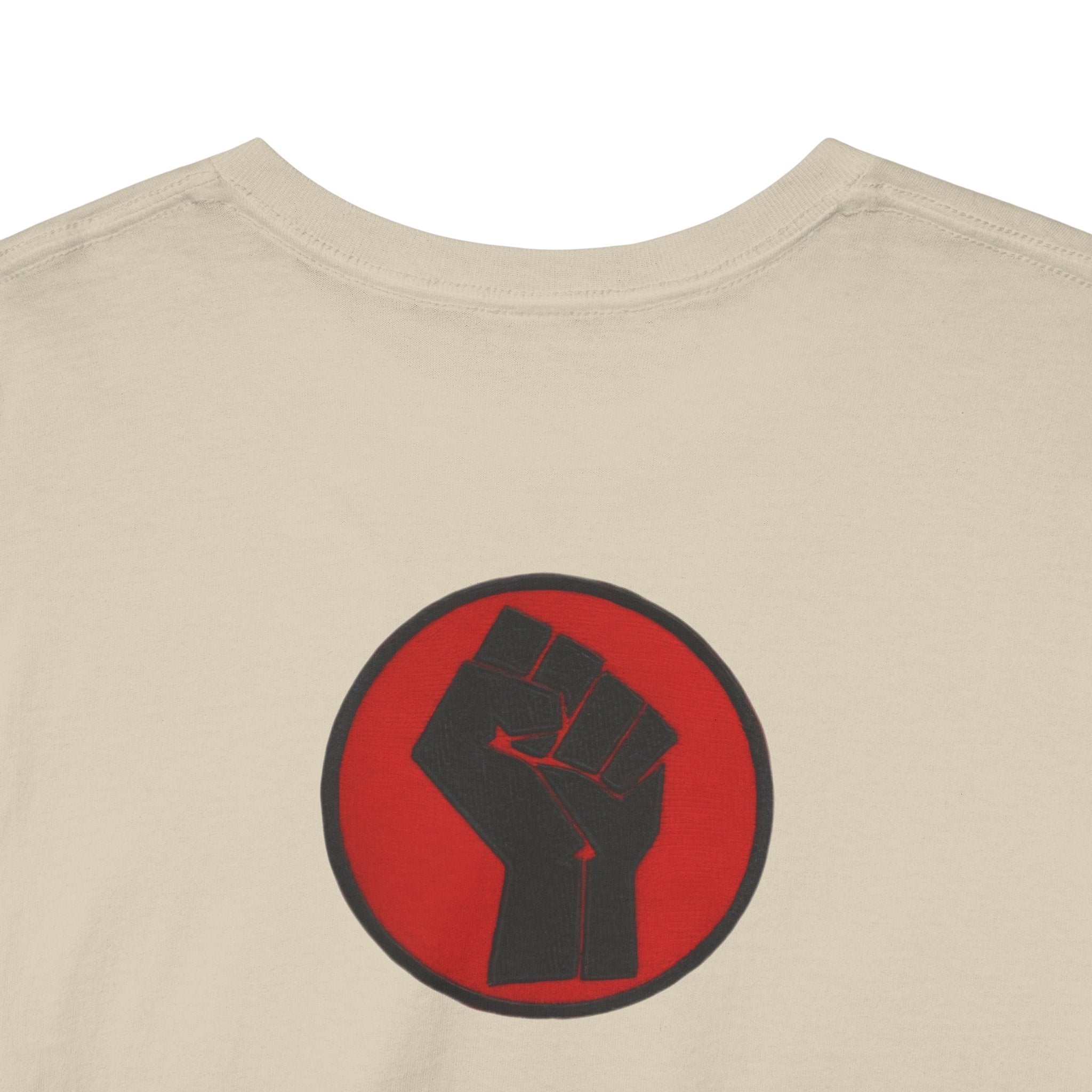 Basketball Jumpman Tee — Retro Skyline Graphic T-Shirt with Red Fist Back Emblem