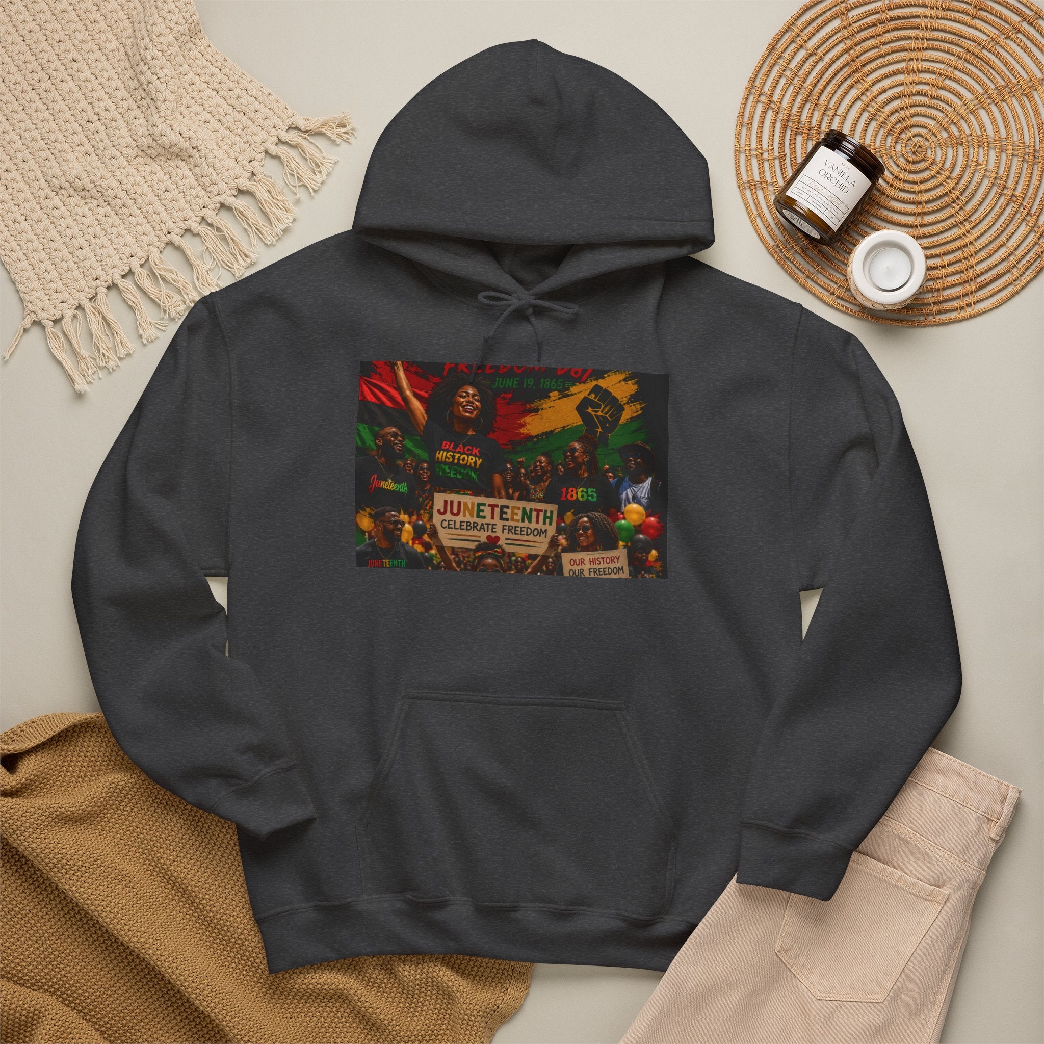 Juneteenth Celebration Hoodie — Juneteenth 1865 Freedom Retro Graphic Hooded Sweatshirt