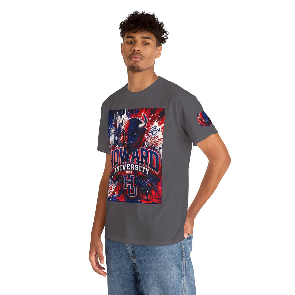 Howard University Buffalo Spirit Tee — HU Bison Red & Blue Campus Shirt