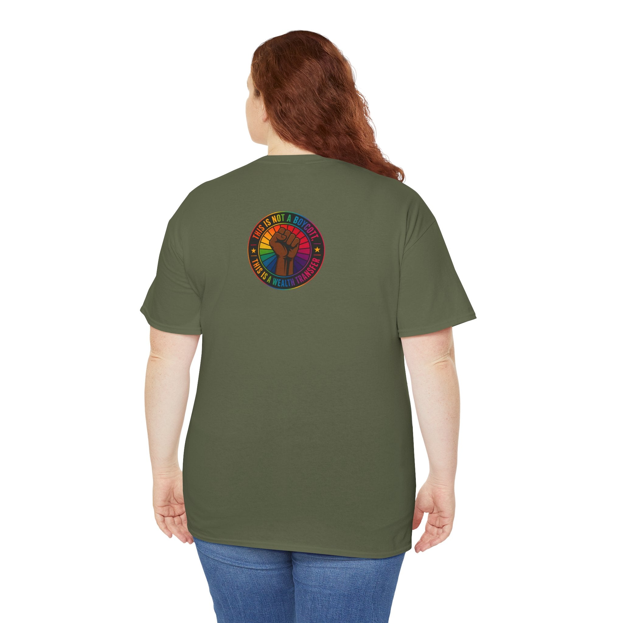 Graphic Tee — "I'm White, But Not THAT White" Illustration with Back Raised Fist Logo