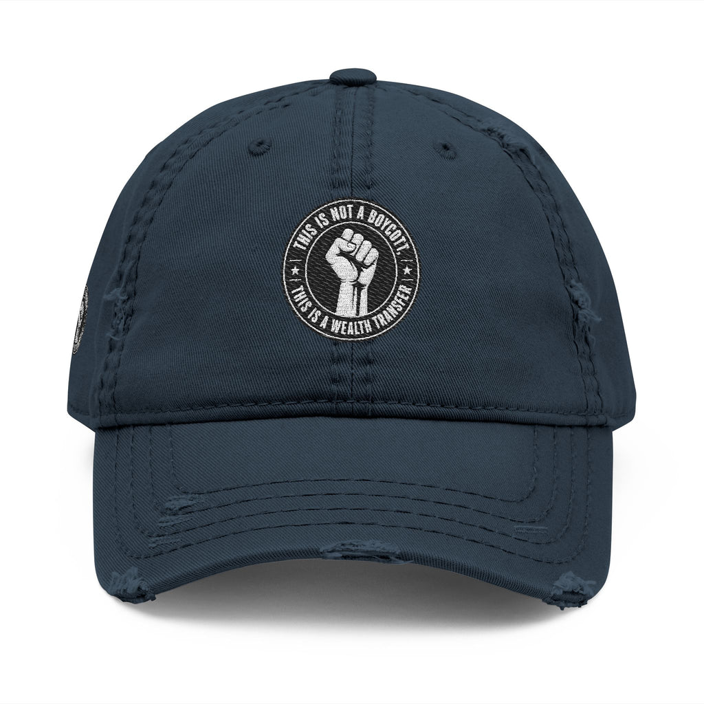Distressed Embroidered Dad Hat — Raised Fist Emblem, “In Every Lifetime” Back Tag