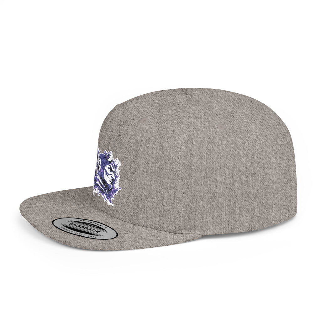 Snapback Hat — Abstract Purple Splash Crown Embroidered Flat Bill