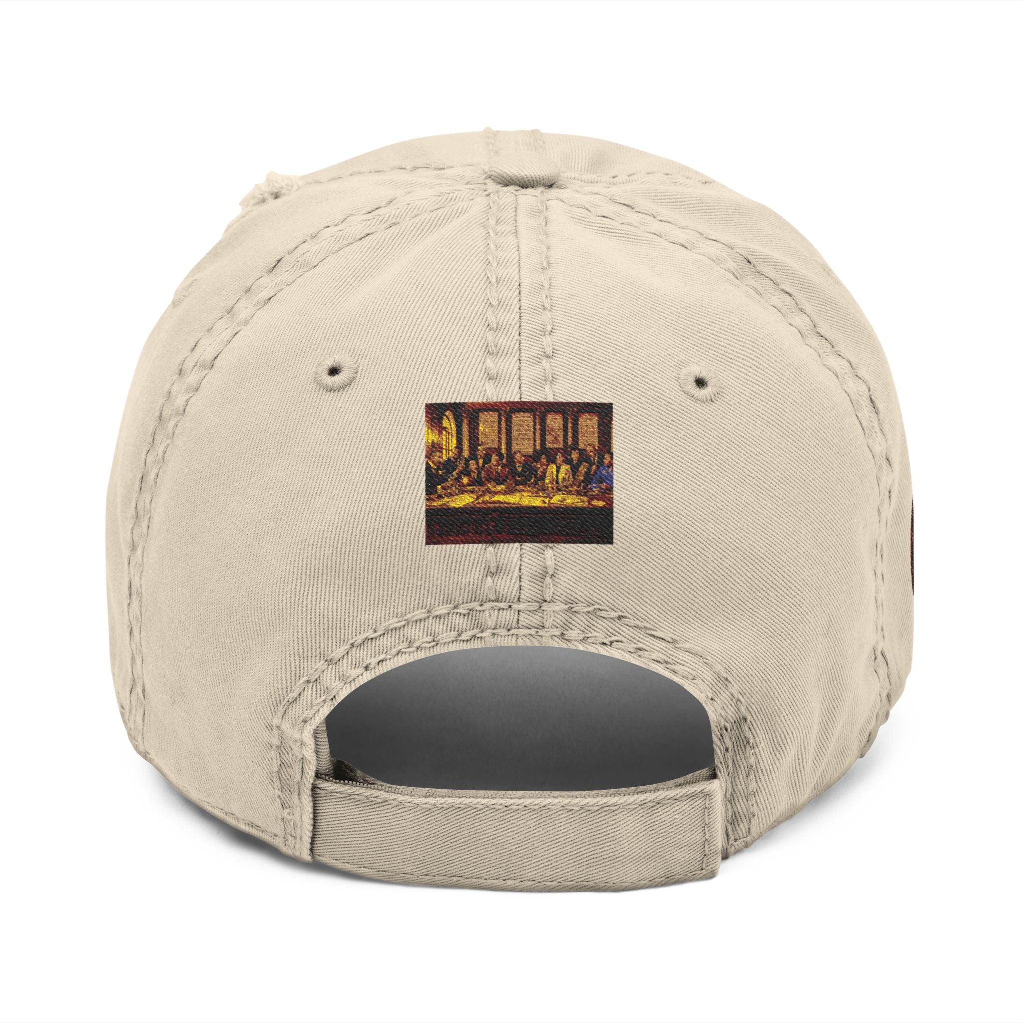 Distressed Embroidered Dad Hat — Raised Fist Patch Vintage Baseball Cap