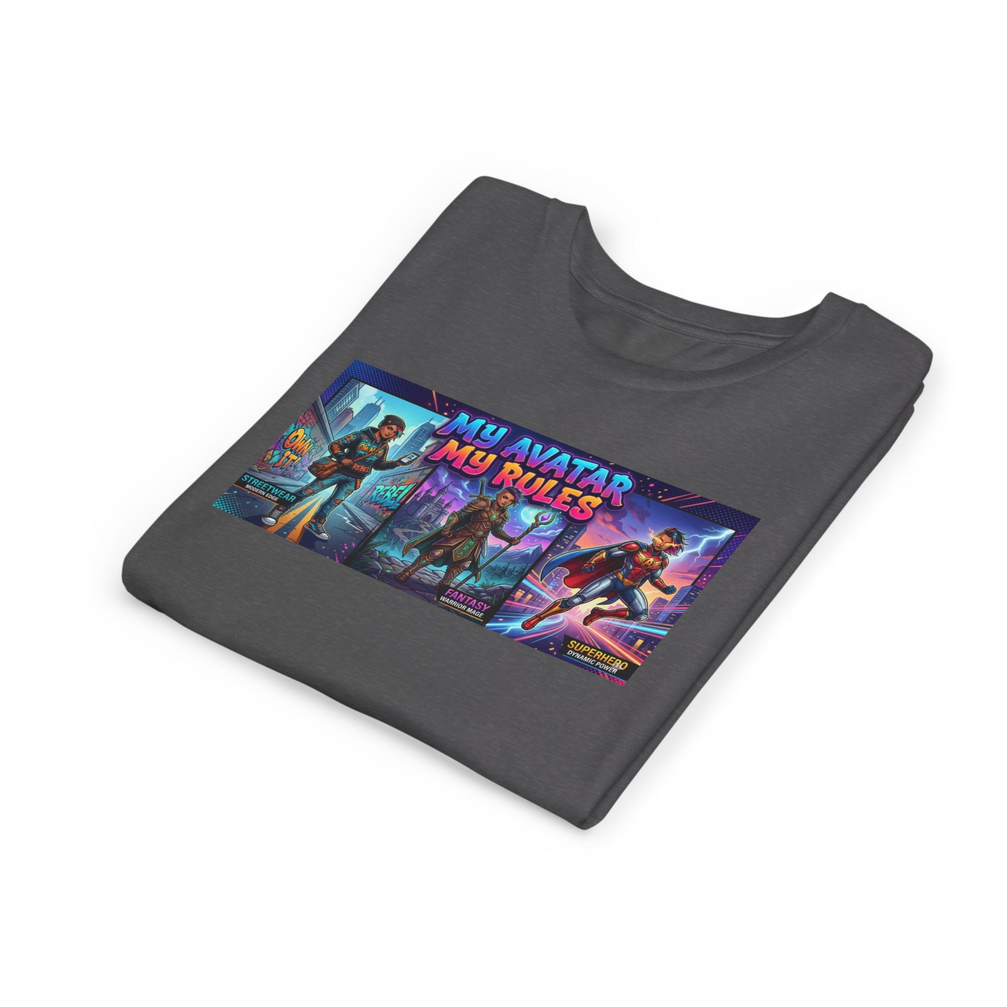 Youth Tee — “MY AVATAR MY RULES” Customizable Character Graphic