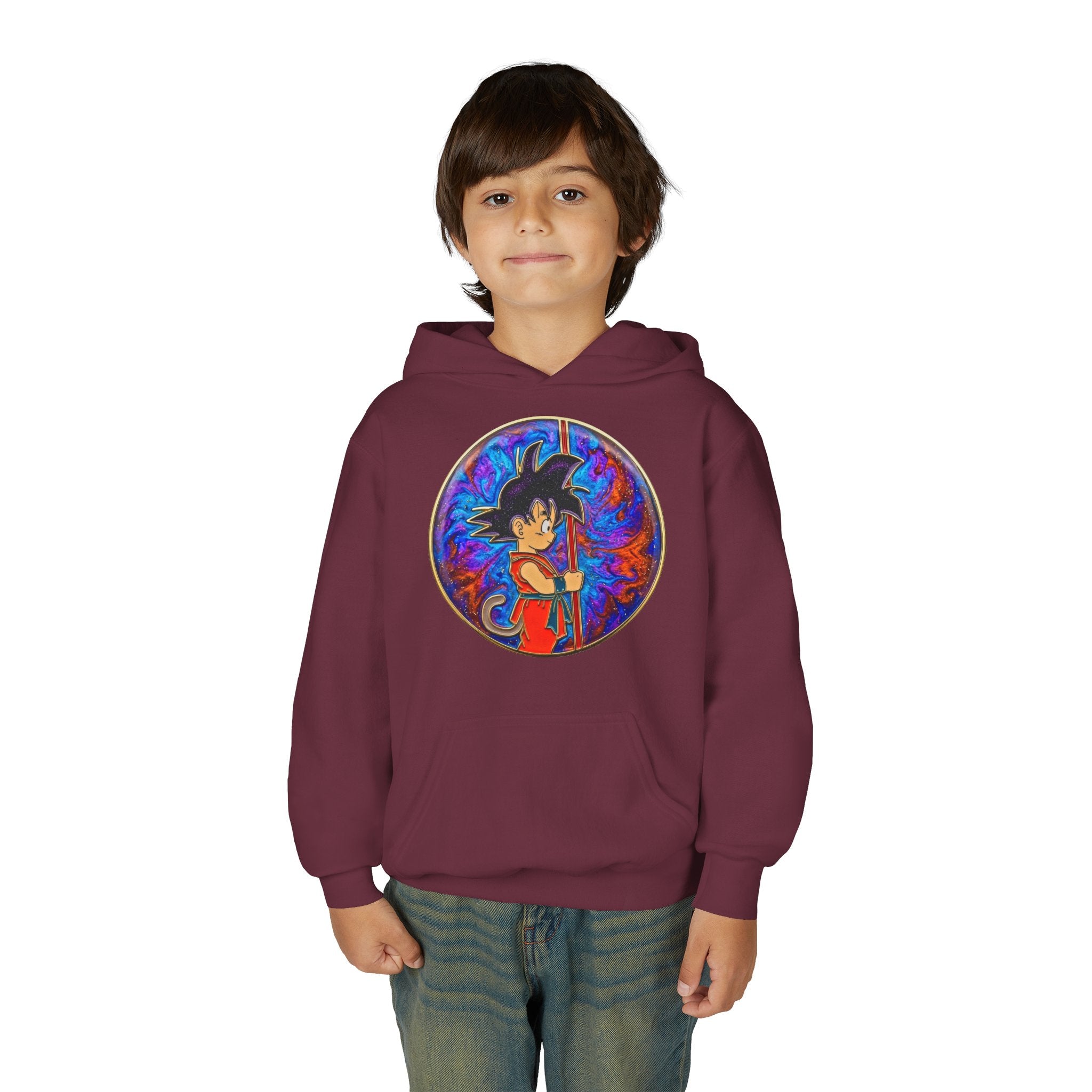Dragon Boy Hoodie — Goku Cartoon Emblem Youth Hooded Sweatshirt