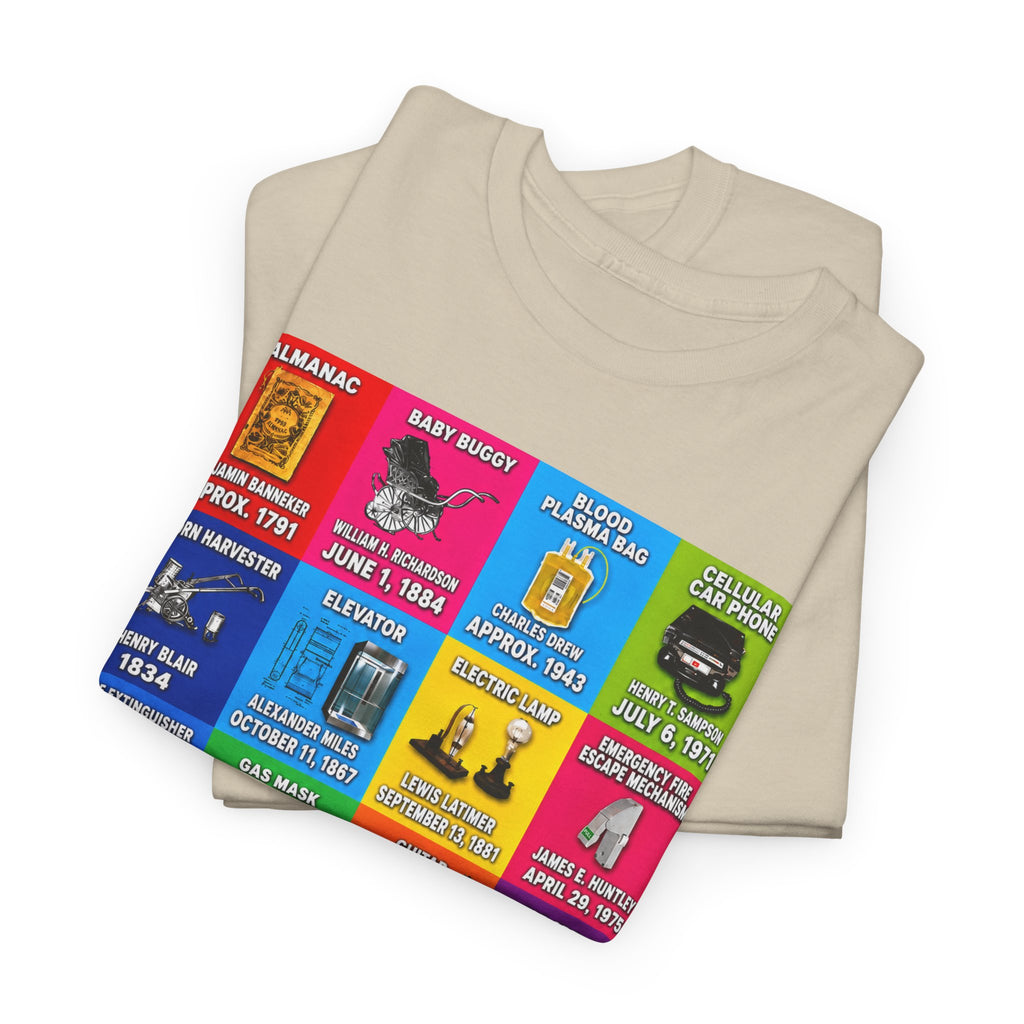 Black inventors Grid T‑Shirt — Colorful Historical Portraits Tee