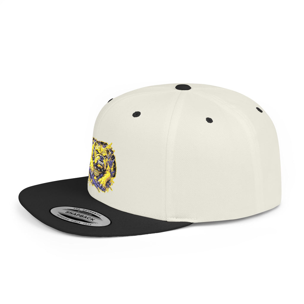 Lion Watercolor Snapback Hat — Yellow & Purple Lion Design