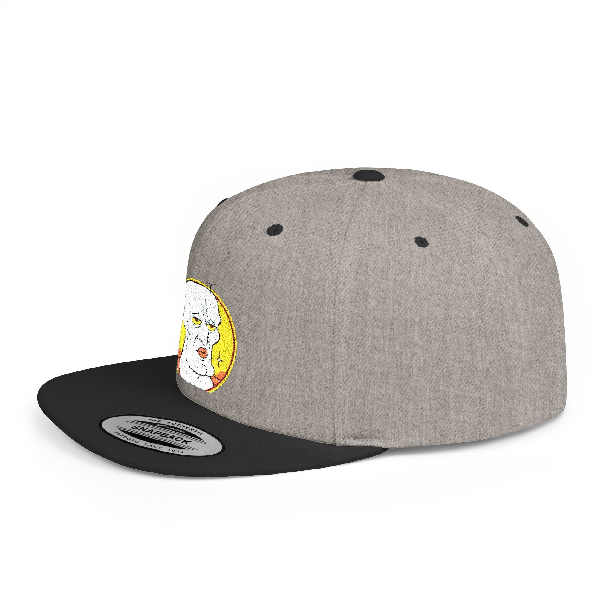 Snapback Hat — Cute Cat Holding Flower Patch, Cute Kawaii Cat Embroidered Cap