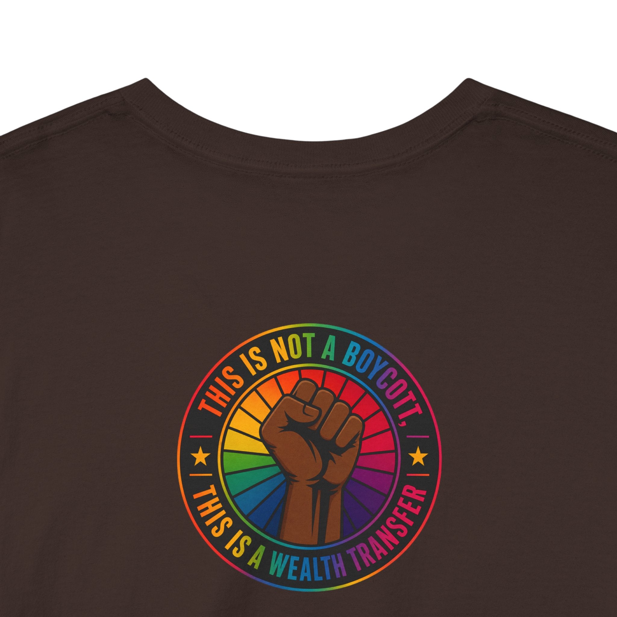 Graphic Tee — "I'm White, But Not THAT White" Illustration with Back Raised Fist Logo