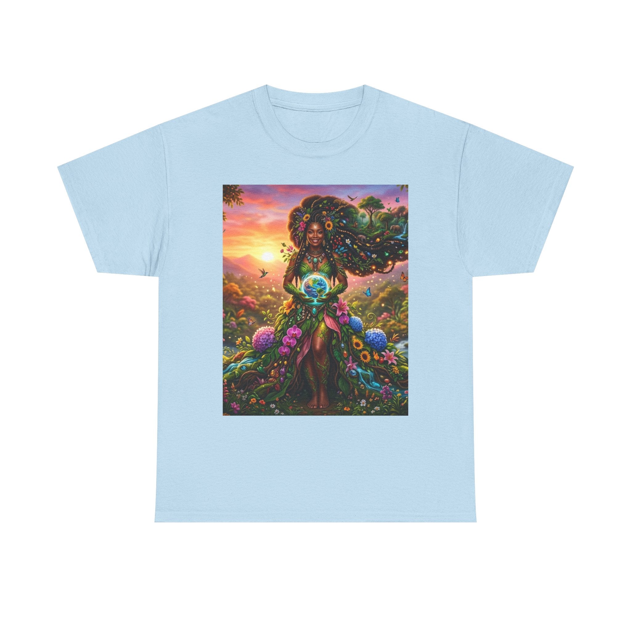 Earth Goddess T-Shirt — Vibrant Floral Nature Mother Graphic Tee