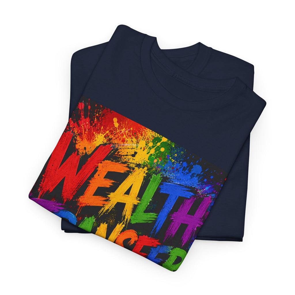 Wealth Transfer T-Shirt — Rainbow Graffiti Design (Back Fist Emblem)