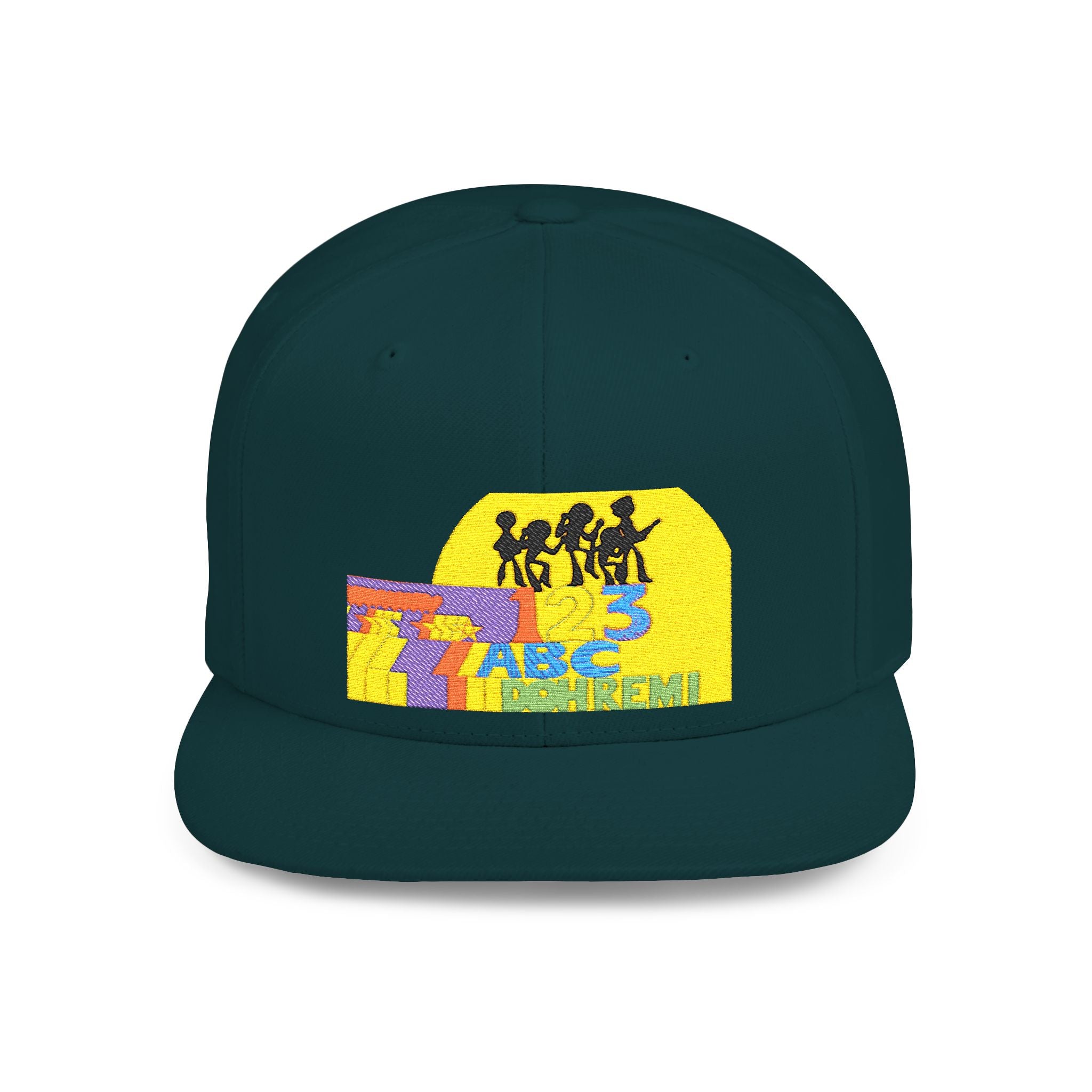 Flat Bill Snapback Hat — Retro Dance Crew Graphic Cap