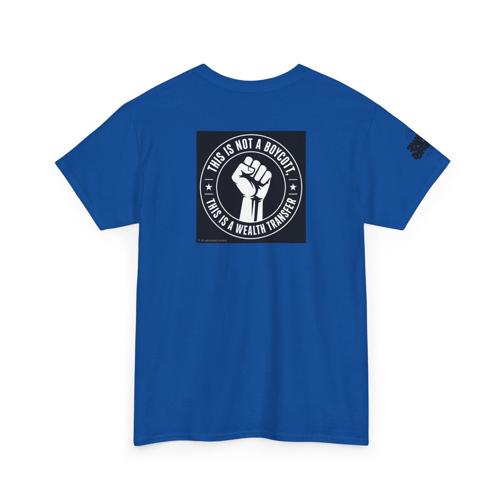 Graphic Tee — 'This Is Not A Boycott, This Is A Wealth Transfer' Back Print with Reading Child Artwork