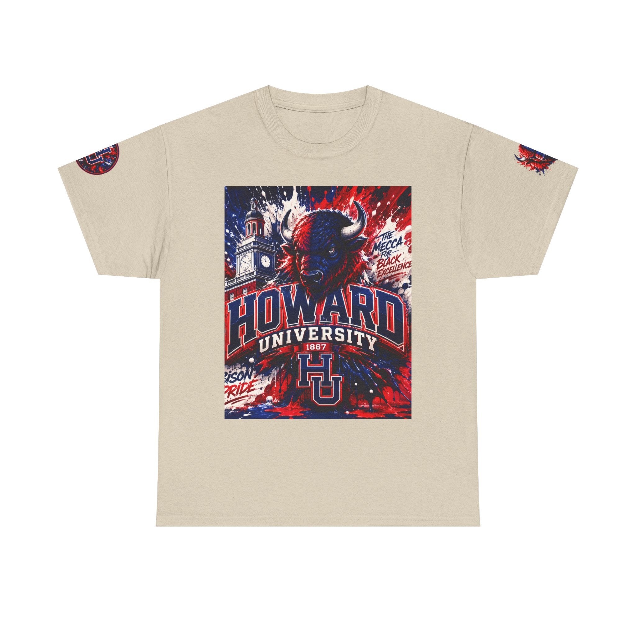 Howard University Buffalo Spirit Tee — HU Bison Red & Blue Campus Shirt