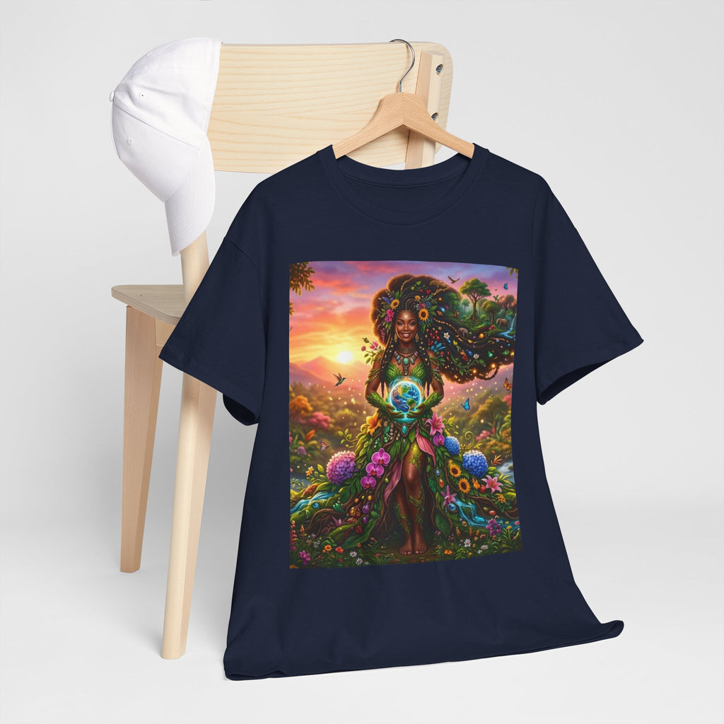 Earth Goddess T-Shirt — Vibrant Floral Nature Mother Graphic Tee