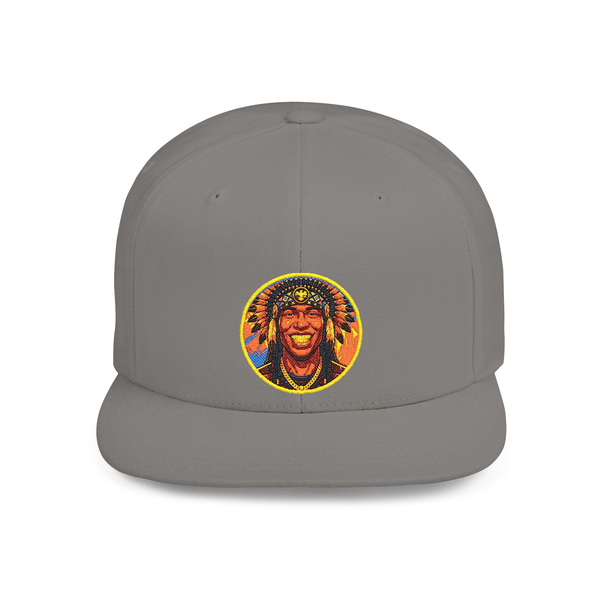 Snapback Hat — Vibrant Tribal Lion Patch Flat Bill Cap