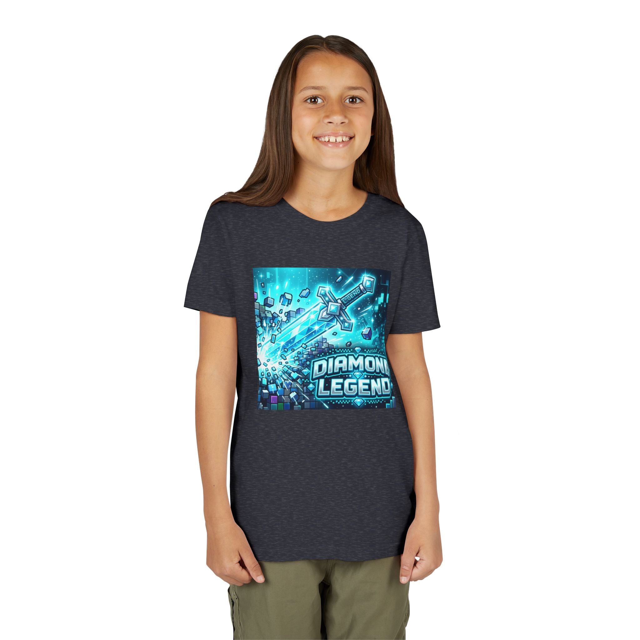 Youth Diamond Legend Tee — Pixel Minecraft-Style Gem Graphic Shirt