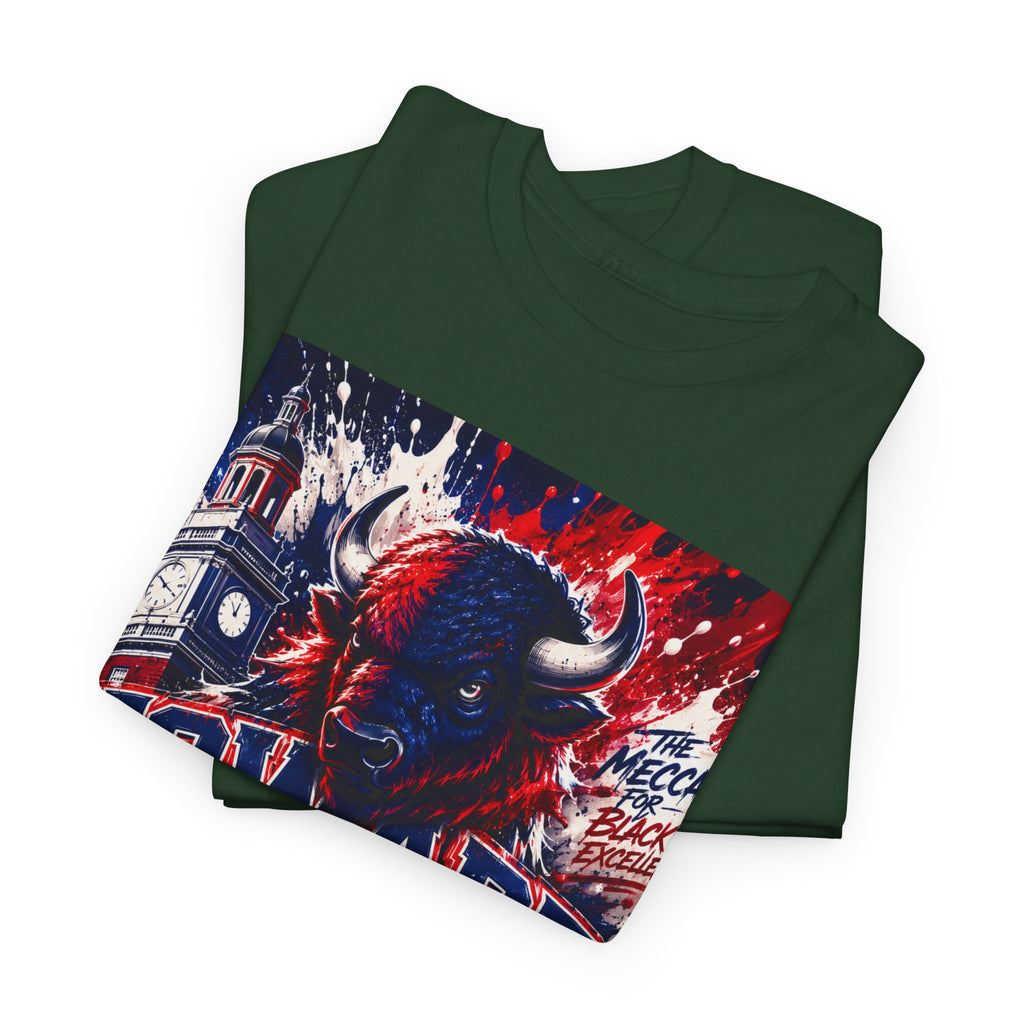 Howard University Buffalo Spirit Tee — HU Bison Red & Blue Campus Shirt