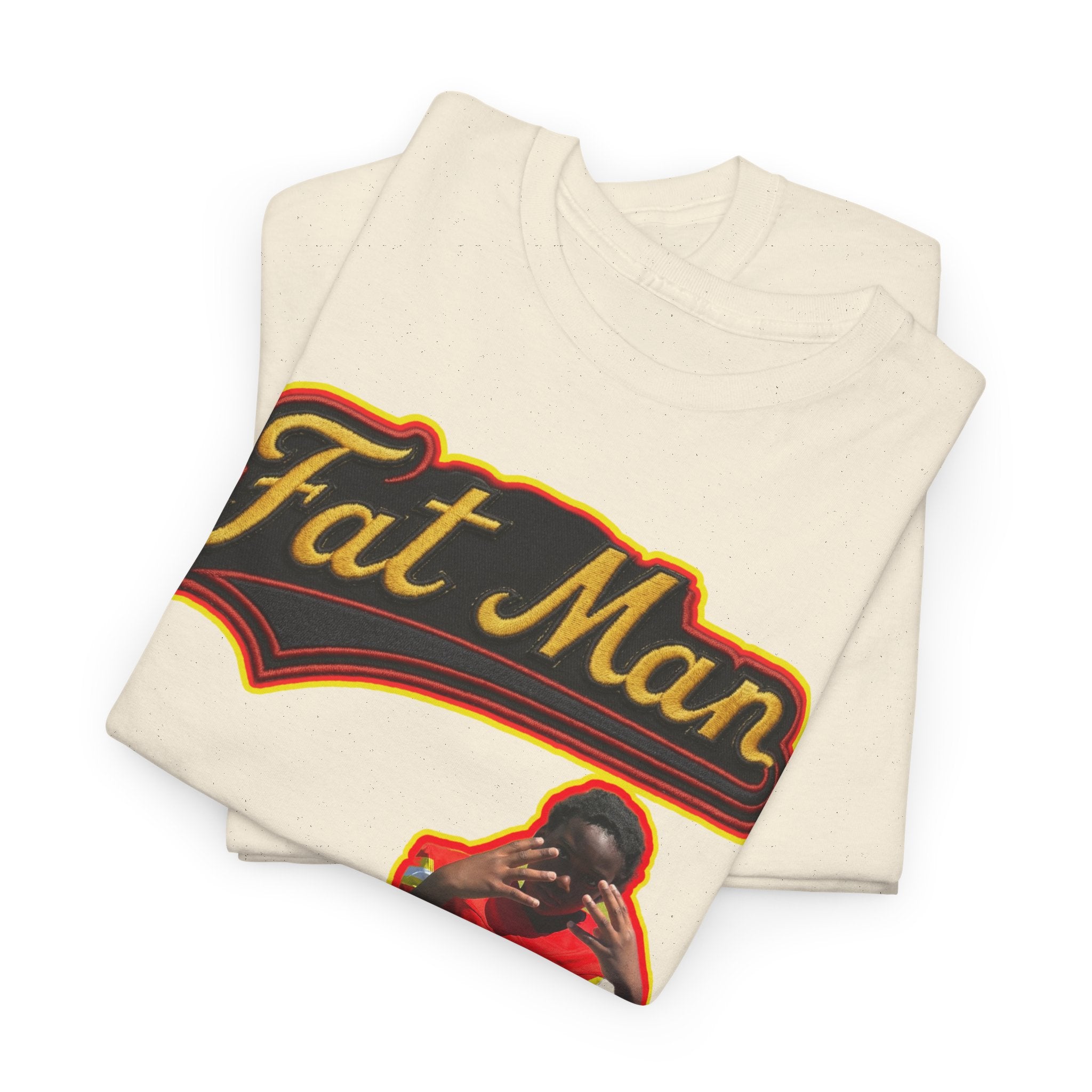 Fat Man Graphic Tee — Retro Boxing Design with '10' Back Patch