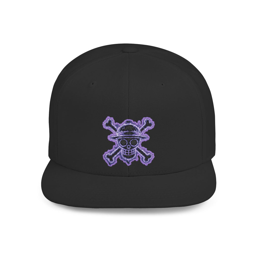 Purple Glitter Skull Snapback Hat - Flat Bill Adjustable Cap