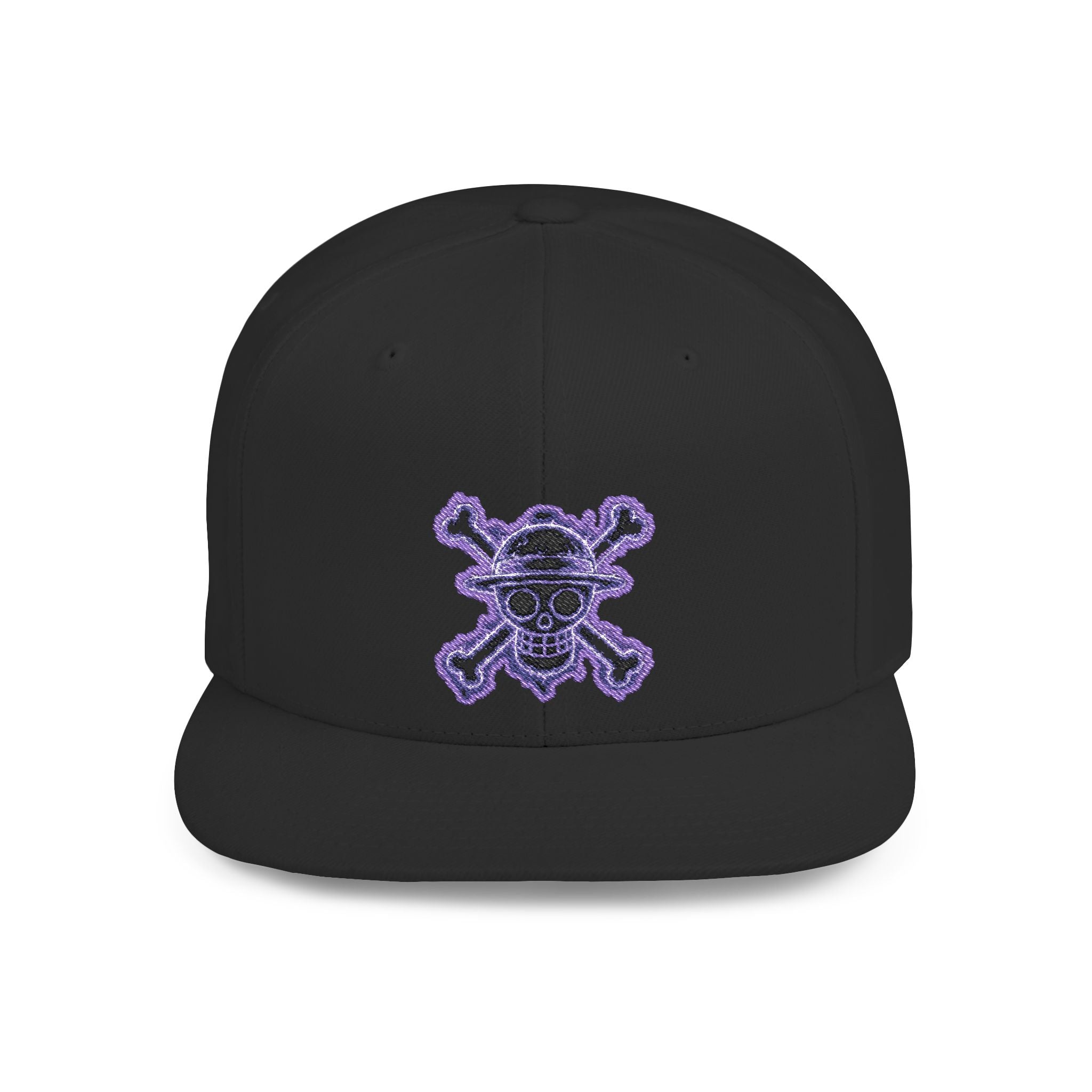 Purple Glitter Skull Snapback Hat - Flat Bill Adjustable Cap