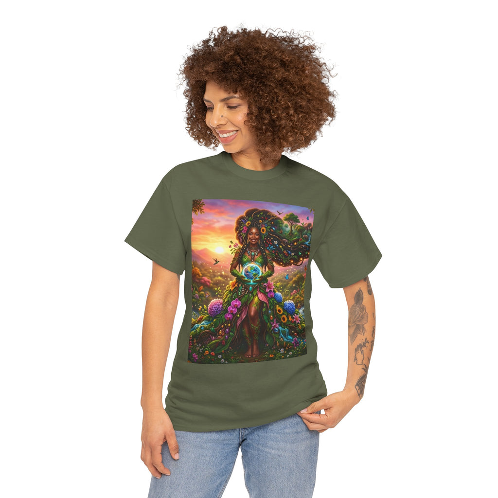 Earth Goddess T-Shirt — Vibrant Floral Nature Mother Graphic Tee