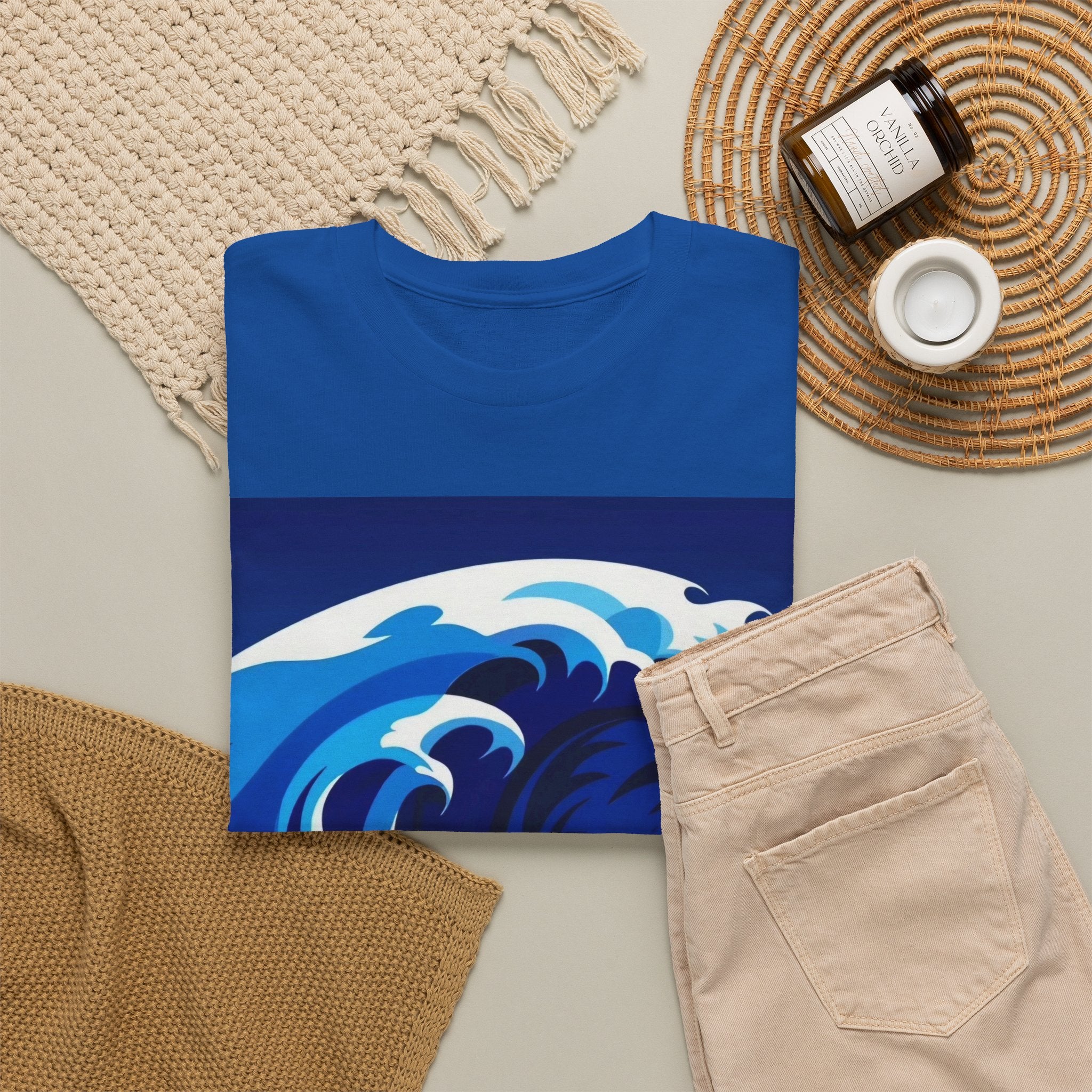 T-Shirt — Coastal Wave Graphic Tee (Ocean Sunset Wave Art)