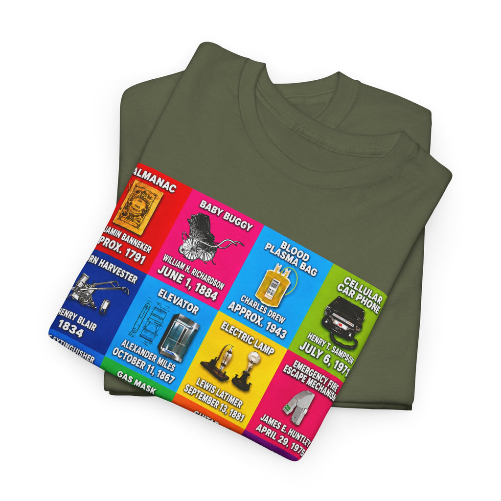 Black inventors Grid T‑Shirt — Colorful Historical Portraits Tee