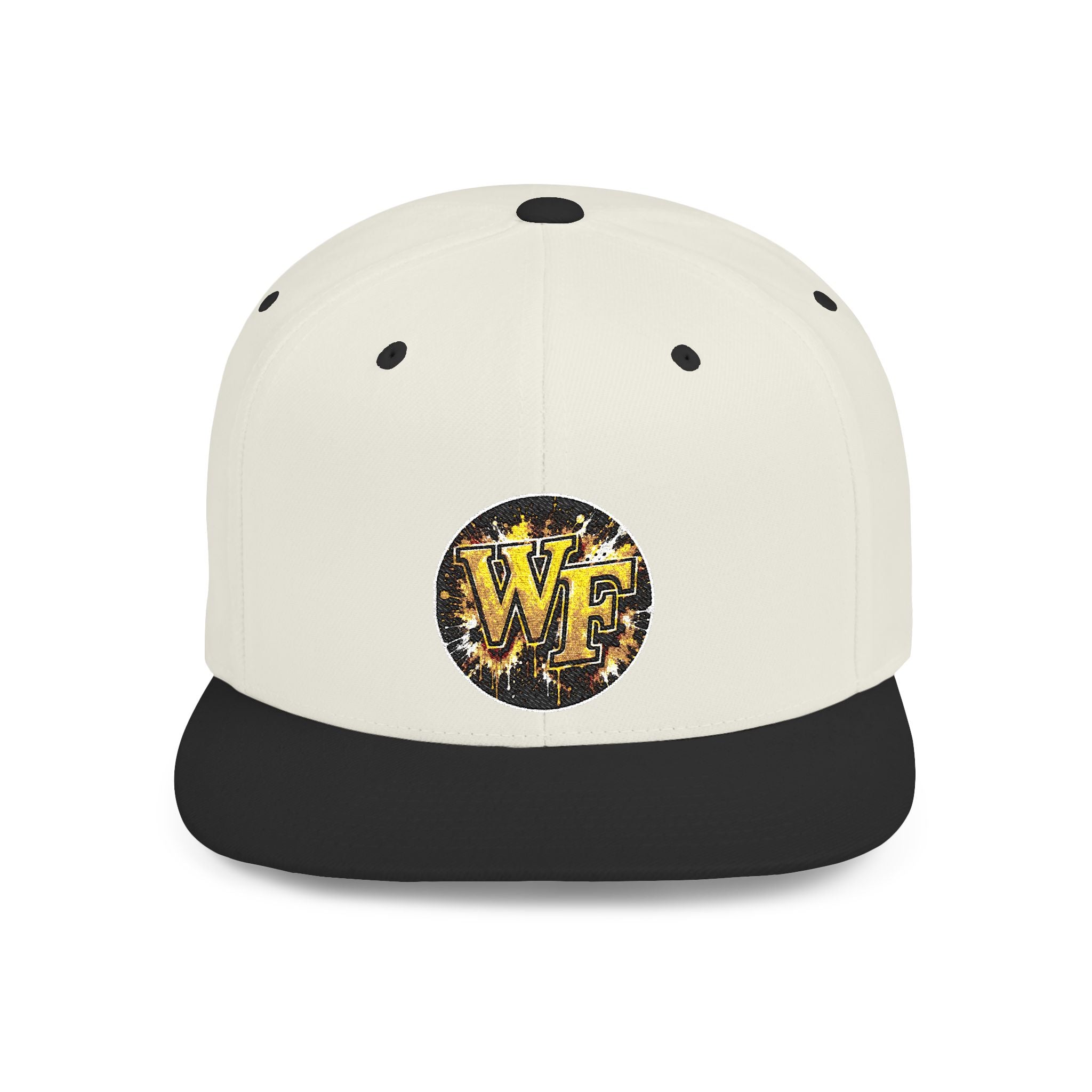 Snapback Hat — WF Gold Leopard Logo Flat Bill Cap