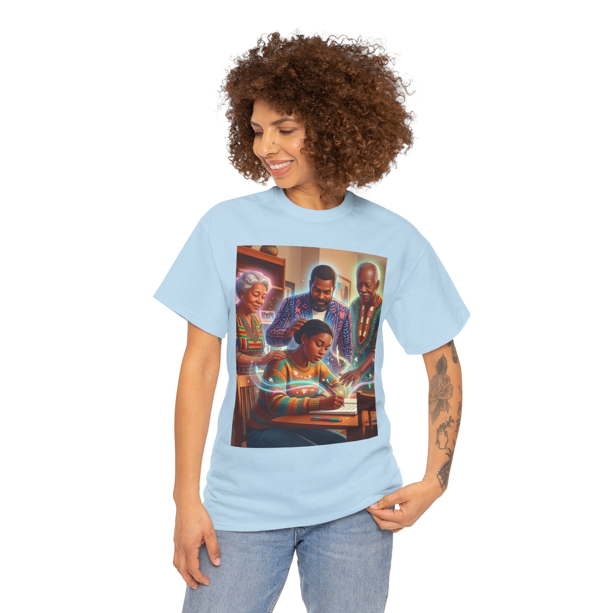 Black Family Study Night T-Shirt — Inspirational Afrofuturist Classroom Artwork