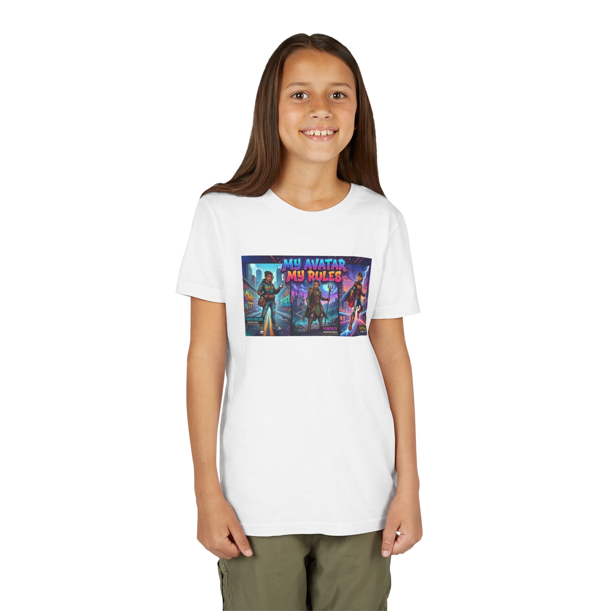 Youth Tee — “MY AVATAR MY RULES” Customizable Character Graphic