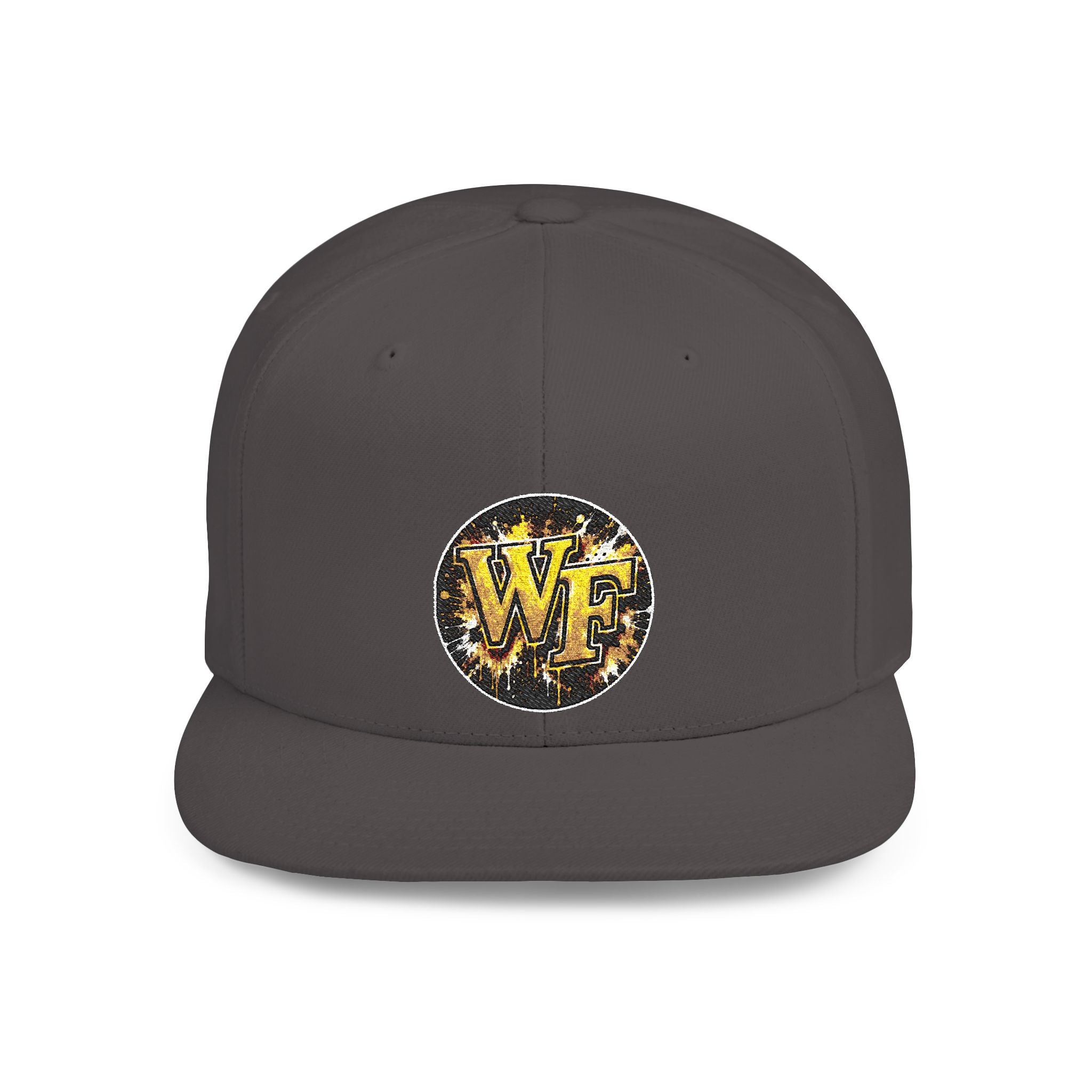 Snapback Hat — WF Gold Leopard Logo Flat Bill Cap