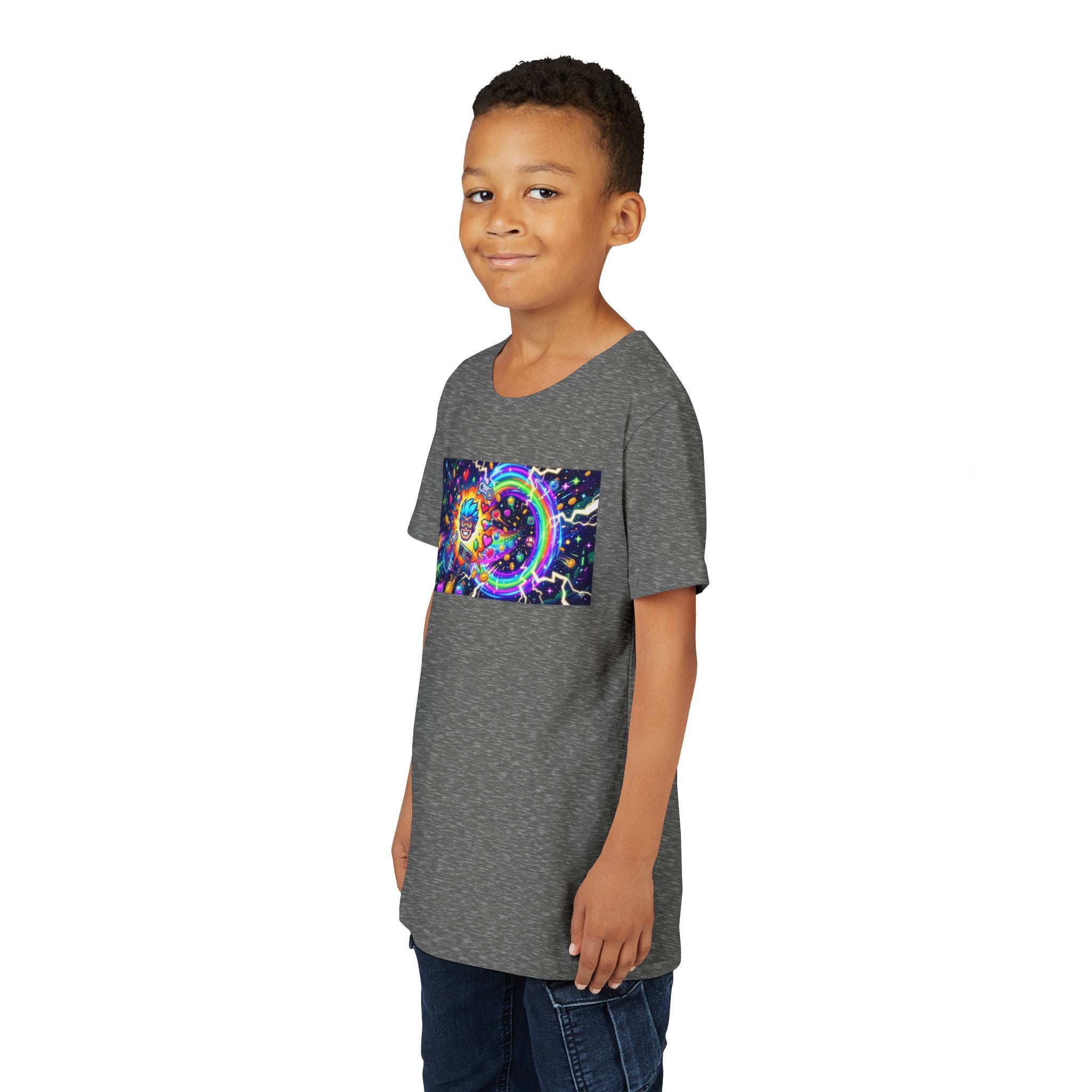 Kids Gaming Tee — Neon Rainbow Portal Gamer Shirt