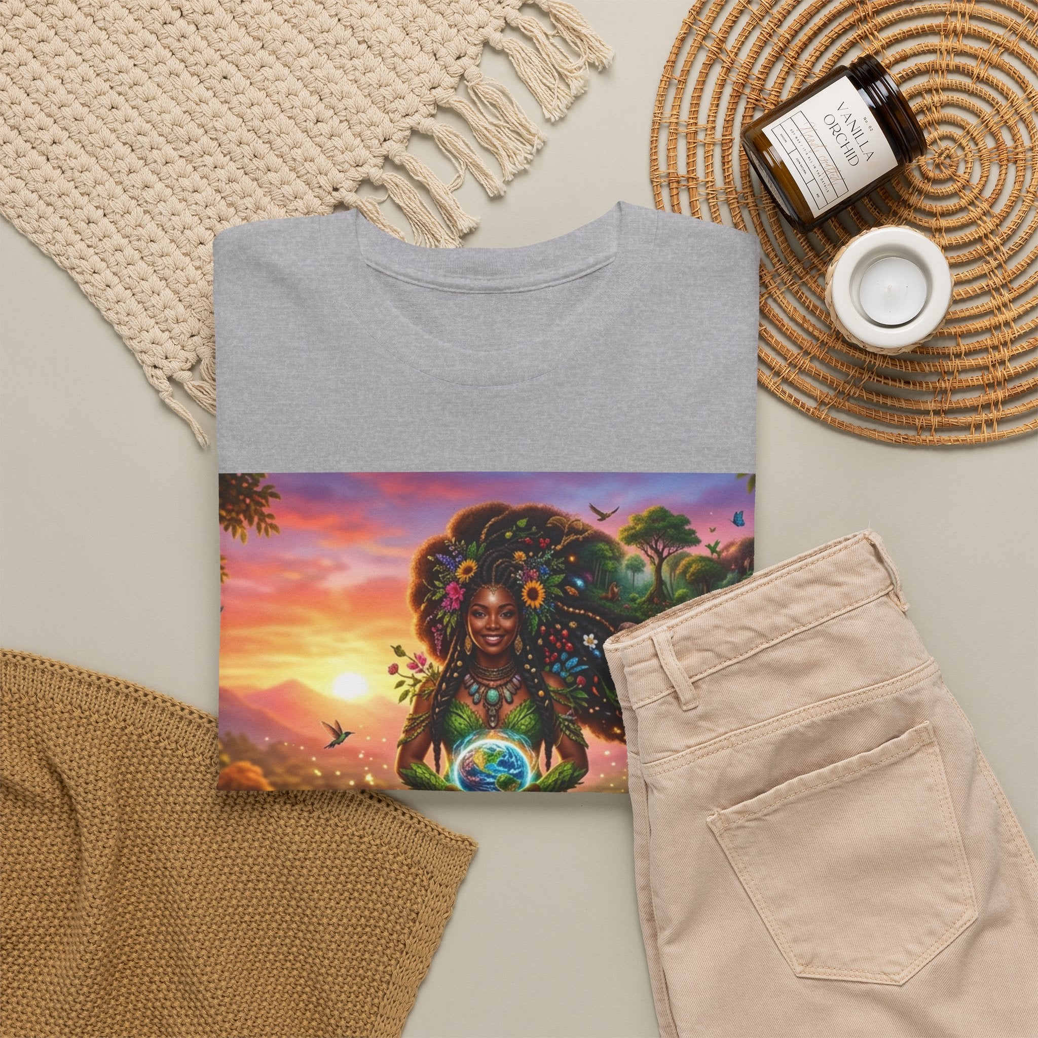 Earth Goddess T-Shirt — Vibrant Floral Nature Mother Graphic Tee